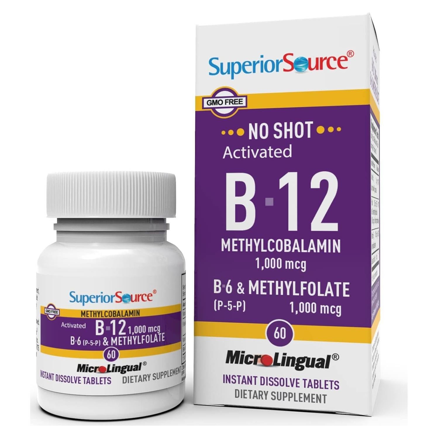 Vitamina B-12 Metilcobalamina 1000 mcg Superior Source - 60 Tabletas Sublinguales