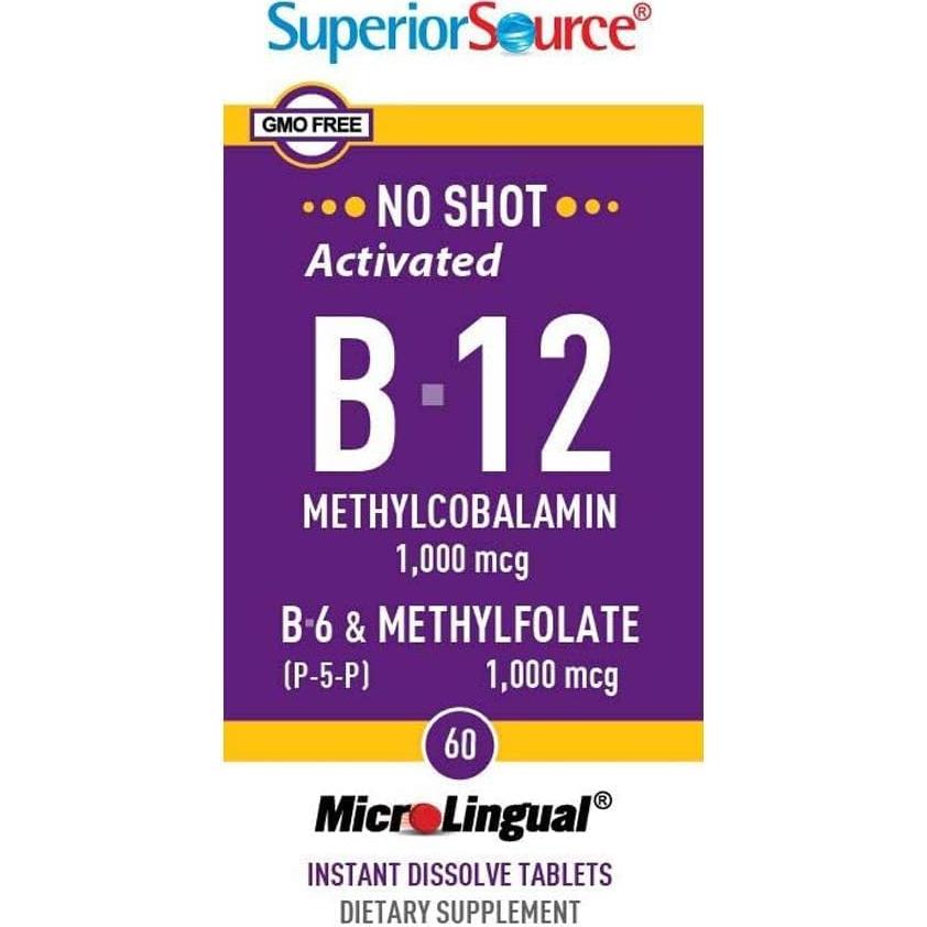 Vitamina B-12 Metilcobalamina 1000 mcg Superior Source - 60 Tabletas Sublinguales