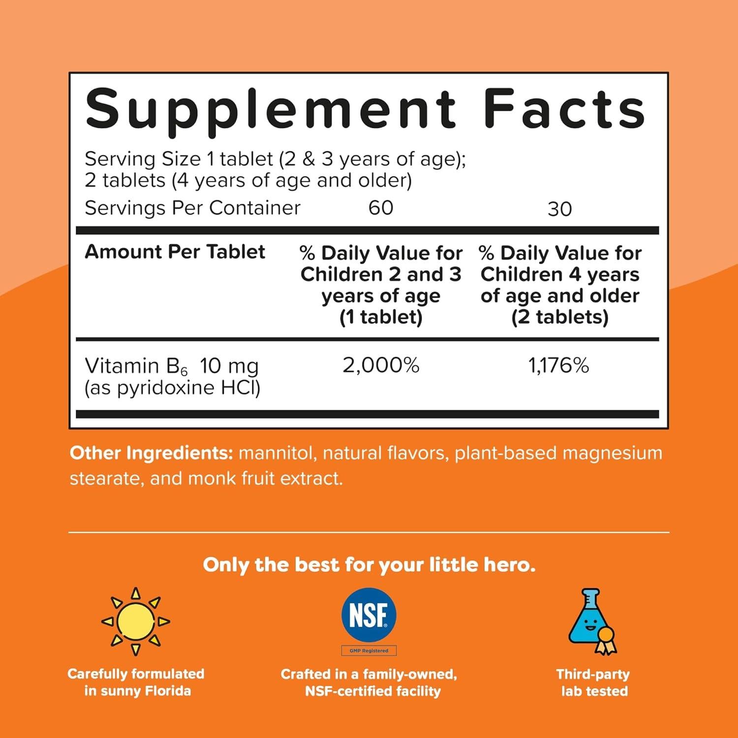 Vitamina B6 Melty Renzo para Niños 60 Tabletas Sabor Naranja