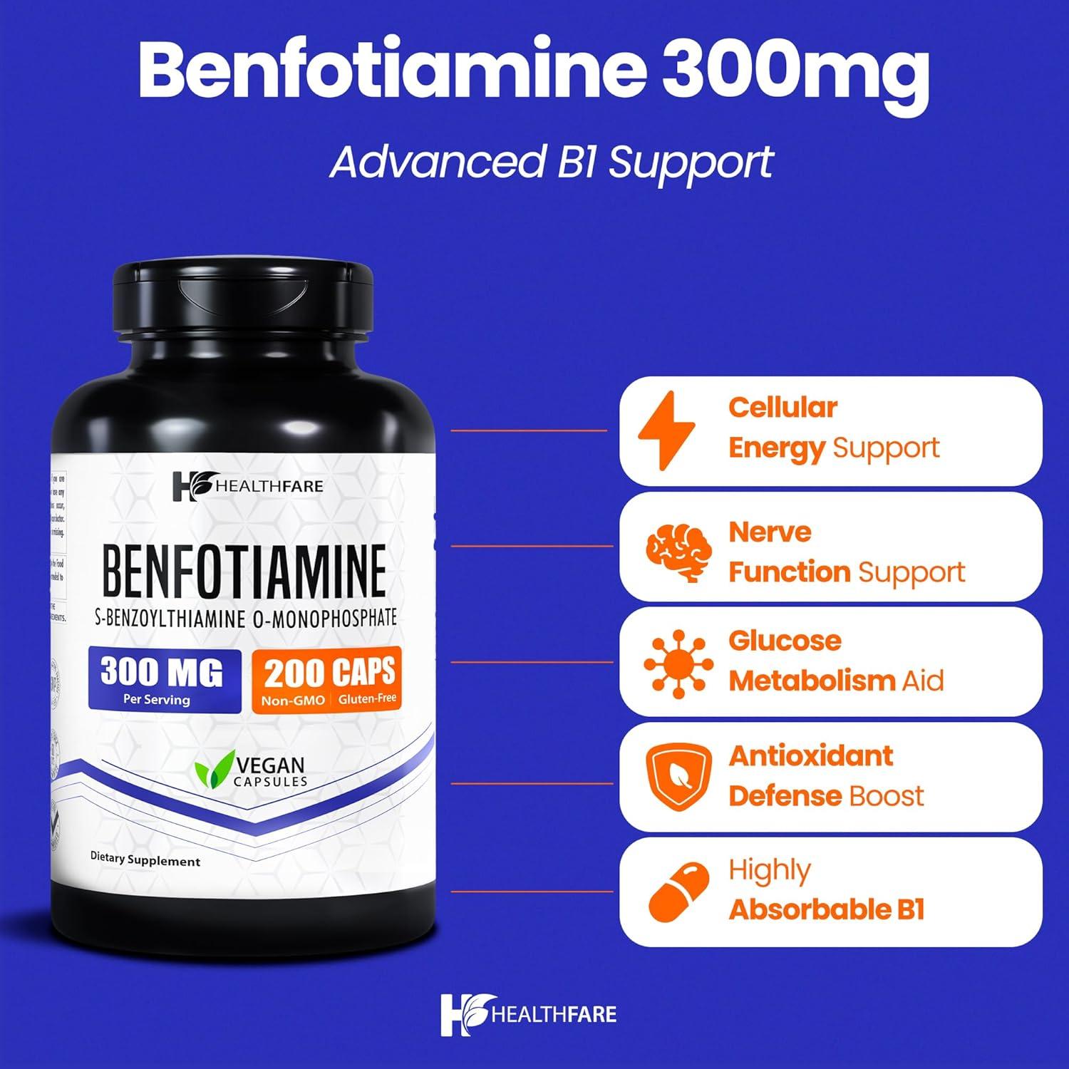 Benfotiamina 300mg - 200 Cápsulas Veganas - Salud General