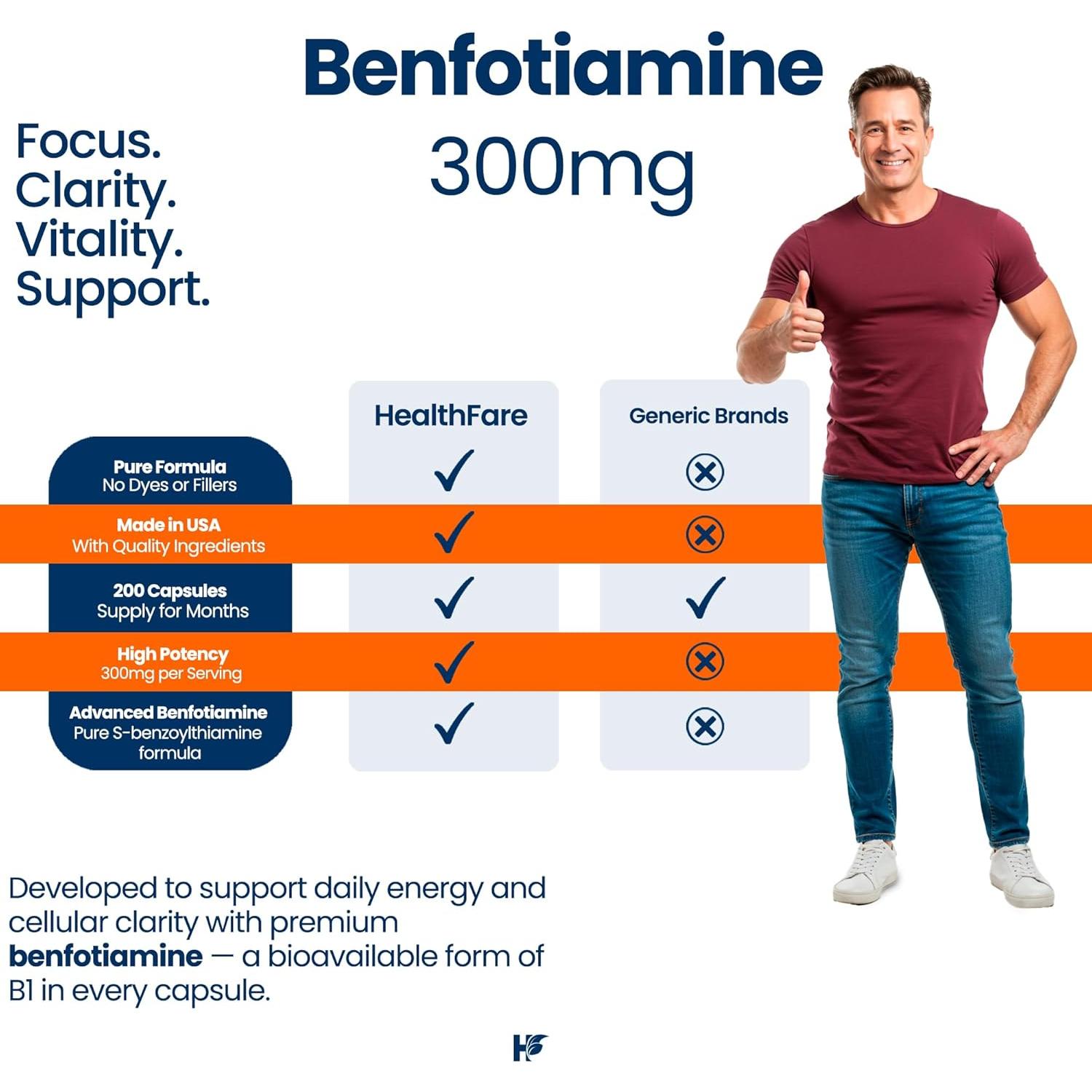 Benfotiamina 300mg - 200 Cápsulas Veganas - Salud General