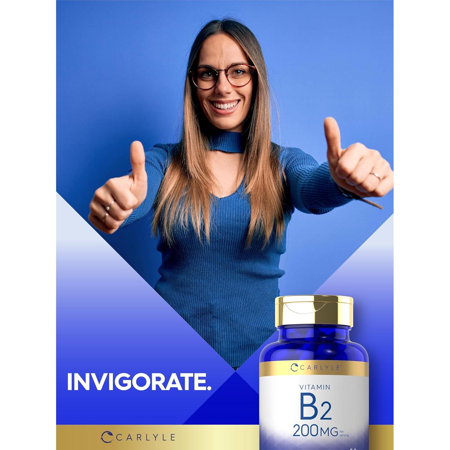 Vitamina B2 Carlyle 200mg Riboflavina 150 Cápsulas Vegetariano