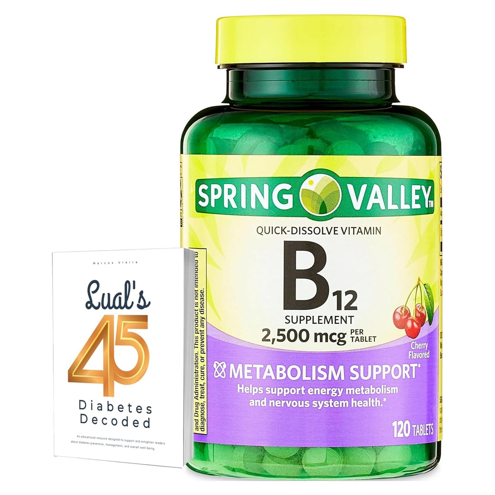 Tabletas de Vitamina B12 2500 mcg Spring Valley - 120 Unidades