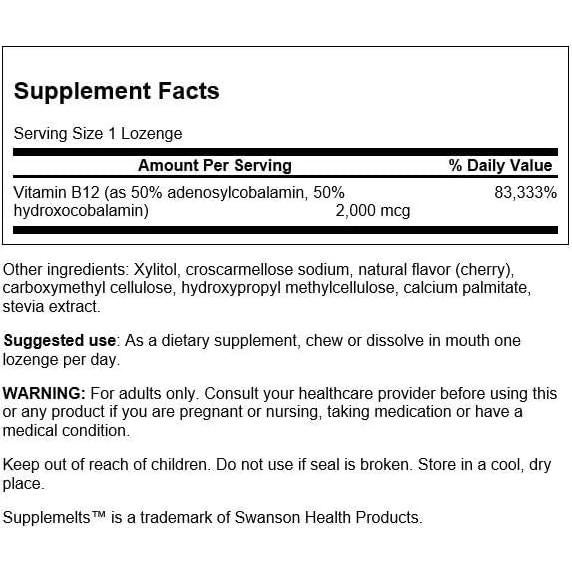 Suplemento Energético B-12 Activado Swanson 60 Tabletas