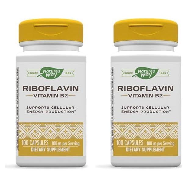 Riboflavina Nature's Way 100mg 100 Cápsulas (Paquete de 2)