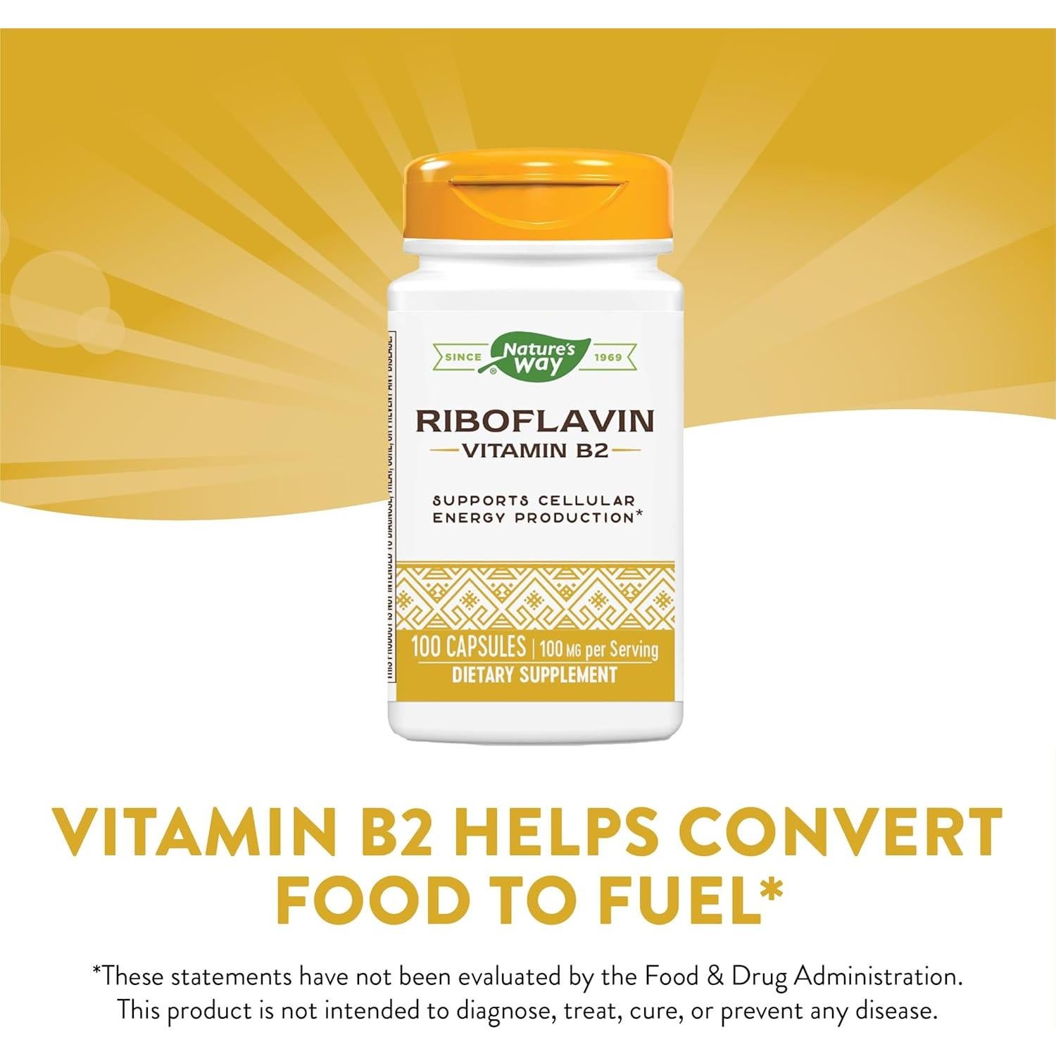 Riboflavina Nature's Way 100mg 100 Cápsulas (Paquete de 2)