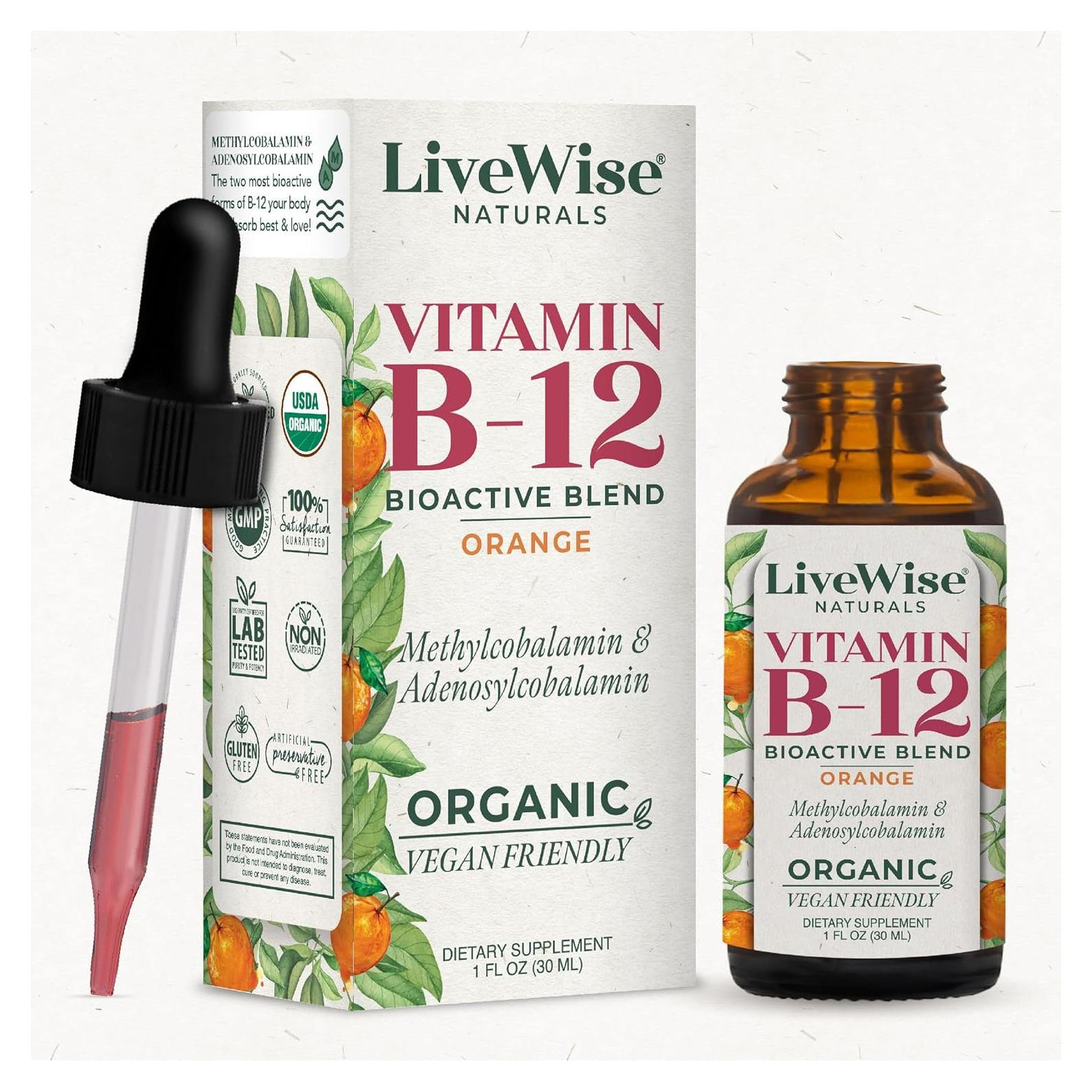Gotas Líquidas de Vitamina B12 Vegana Live Wise 29.57 ml