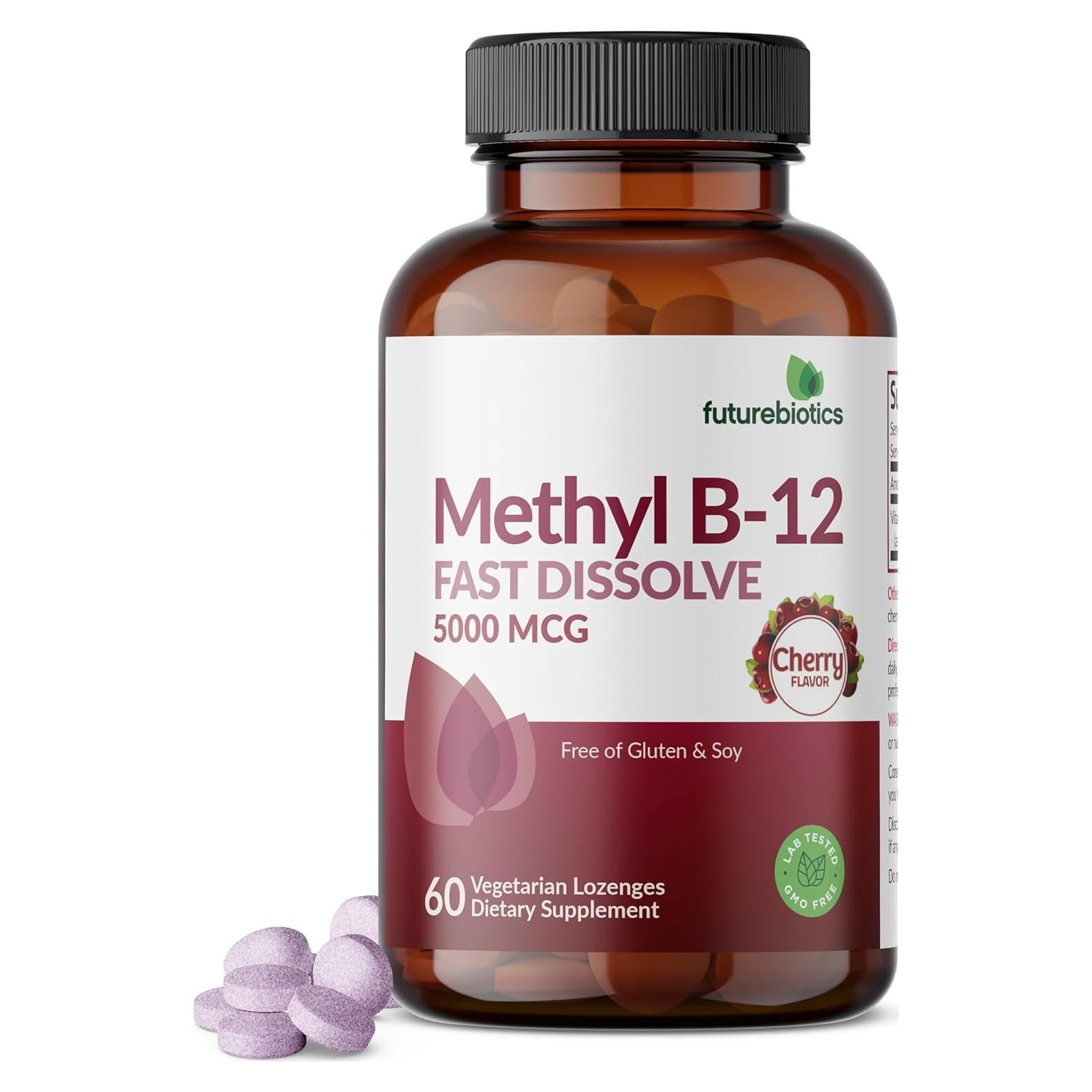 Futurebiotics Methyl B12 5000 MCG Vitamina B12 Sabor Cereza 60 Pastillas
