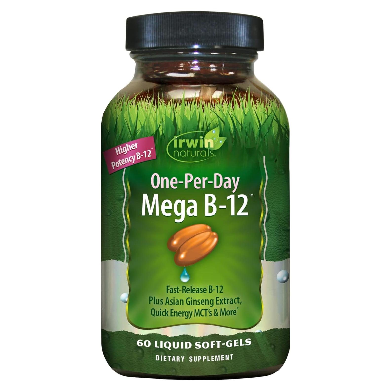 Irwin Naturals Mega B-12 1500mcg Metilcobalamina Energía 60 Gelatinas