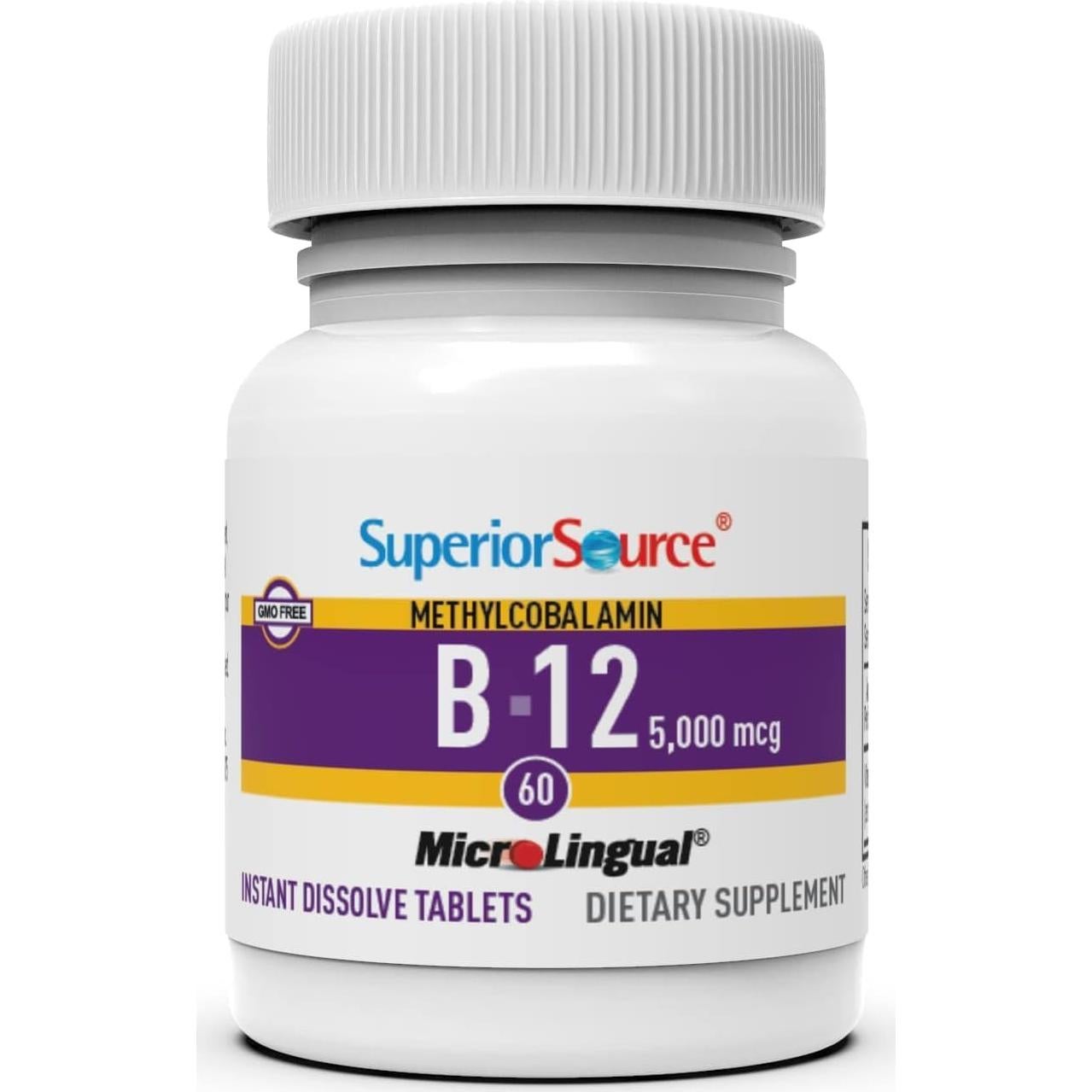 Vitamina B12 Sublingual 5000 mcg Superior Source - 60 Tabletas