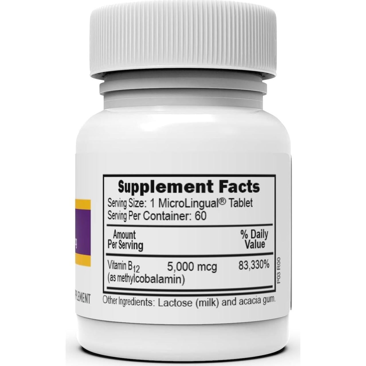 Vitamina B12 Sublingual 5000 mcg Superior Source - 60 Tabletas