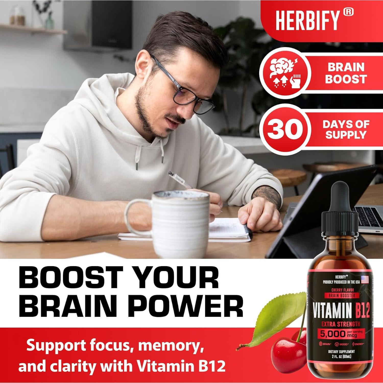 Suplemento Energético B12 Metilada HERBIFY 5000 Mcg 60 ml