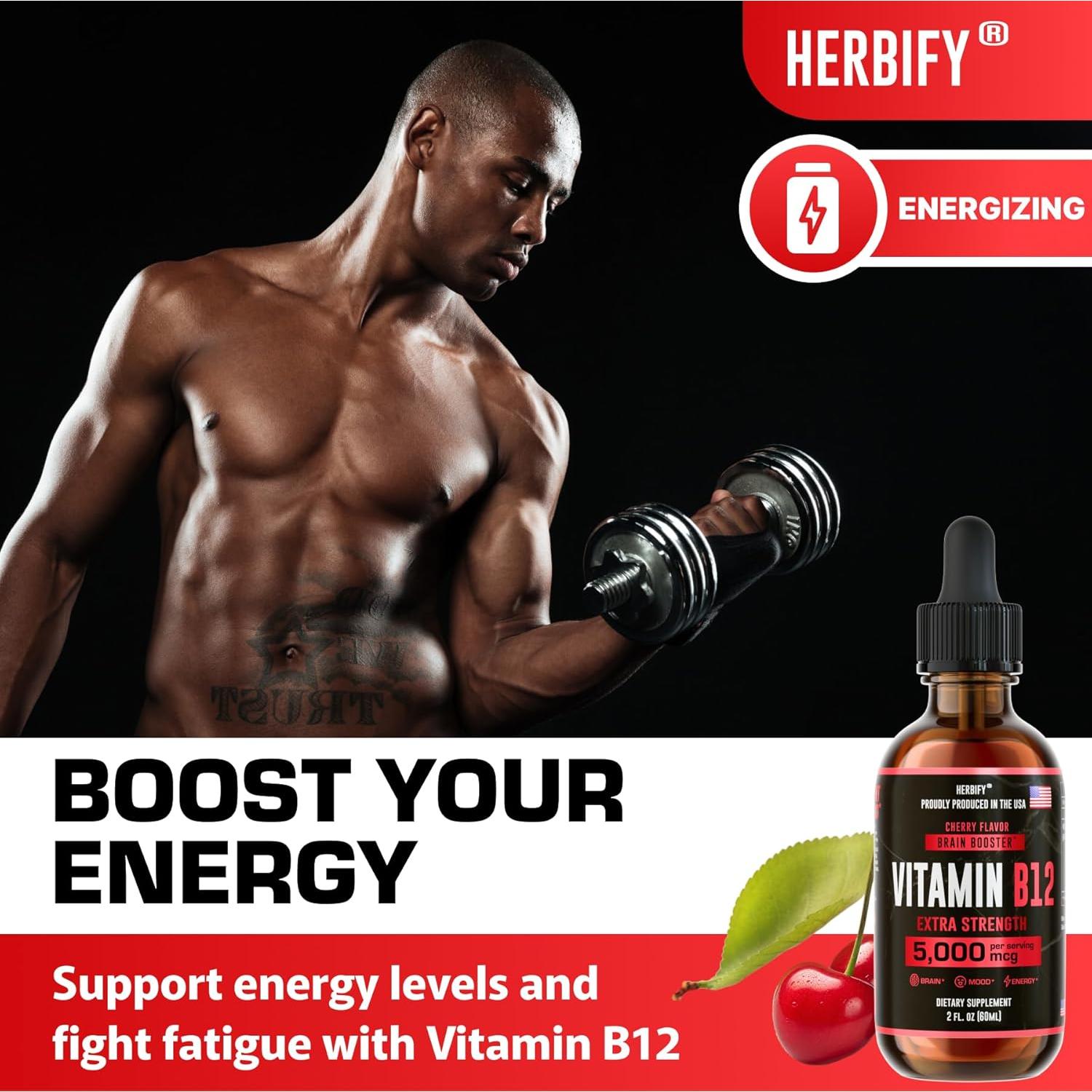 Suplemento Energético B12 Metilada HERBIFY 5000 Mcg 60 ml