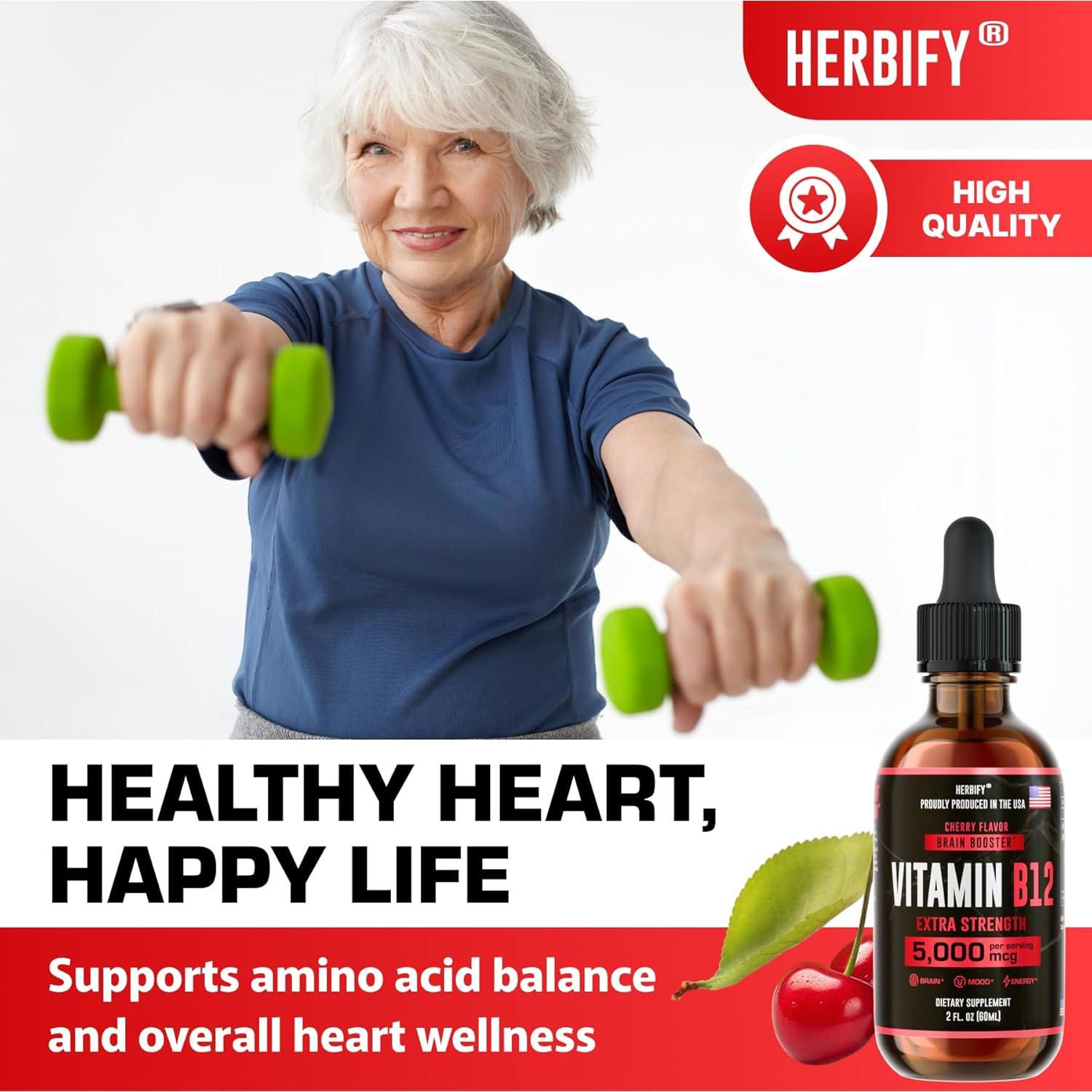 Suplemento Energético B12 Metilada HERBIFY 5000 Mcg 60 ml