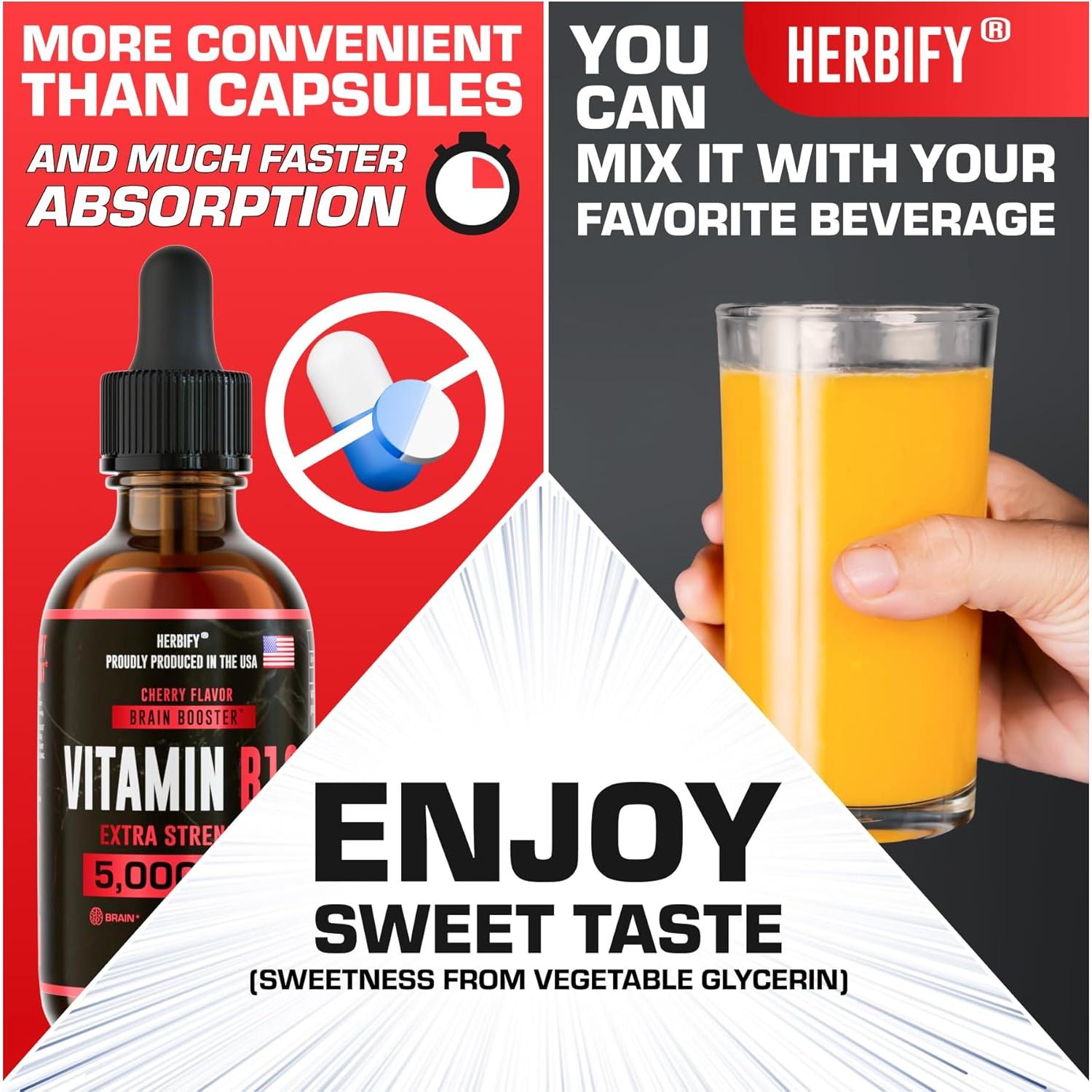 Suplemento Energético B12 Metilada HERBIFY 5000 Mcg 60 ml