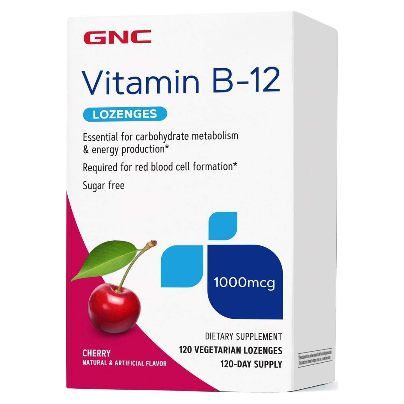 GNC Vitamina B-12 1000mcg Cereza 120 Pastillas Energía