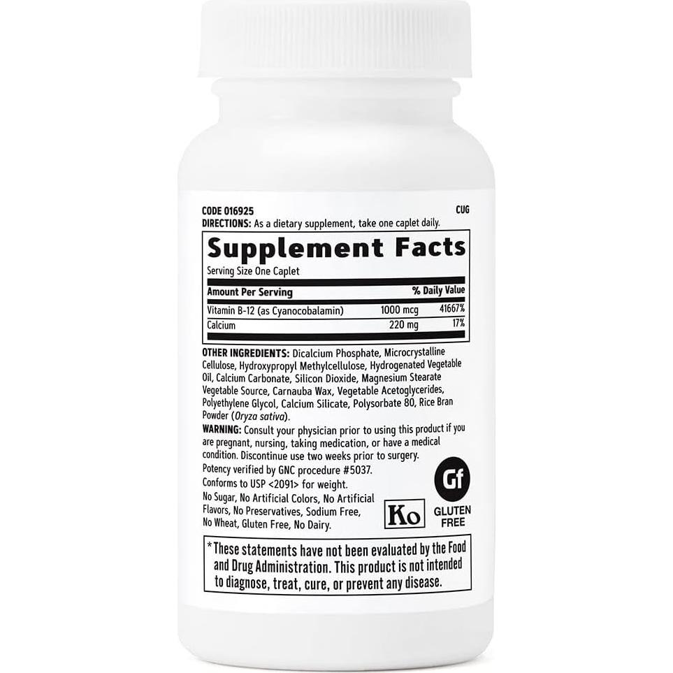 GNC Vitamina B-12 1000 mcg 90 Tabletas Vegetarianas