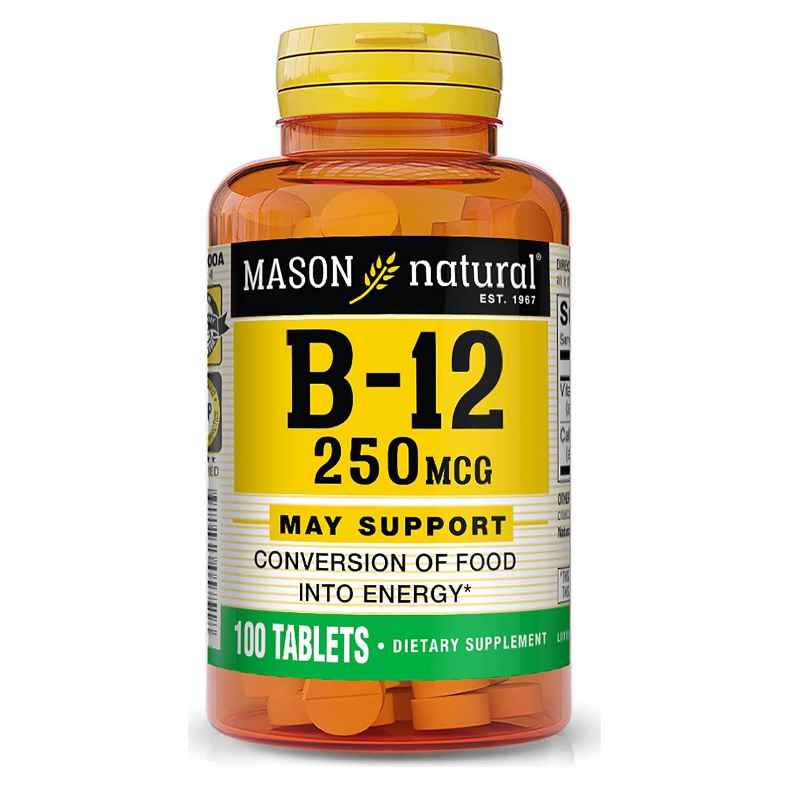 Vitamina B12 250 mcg Mason Natural - 100 Tabletas Energía