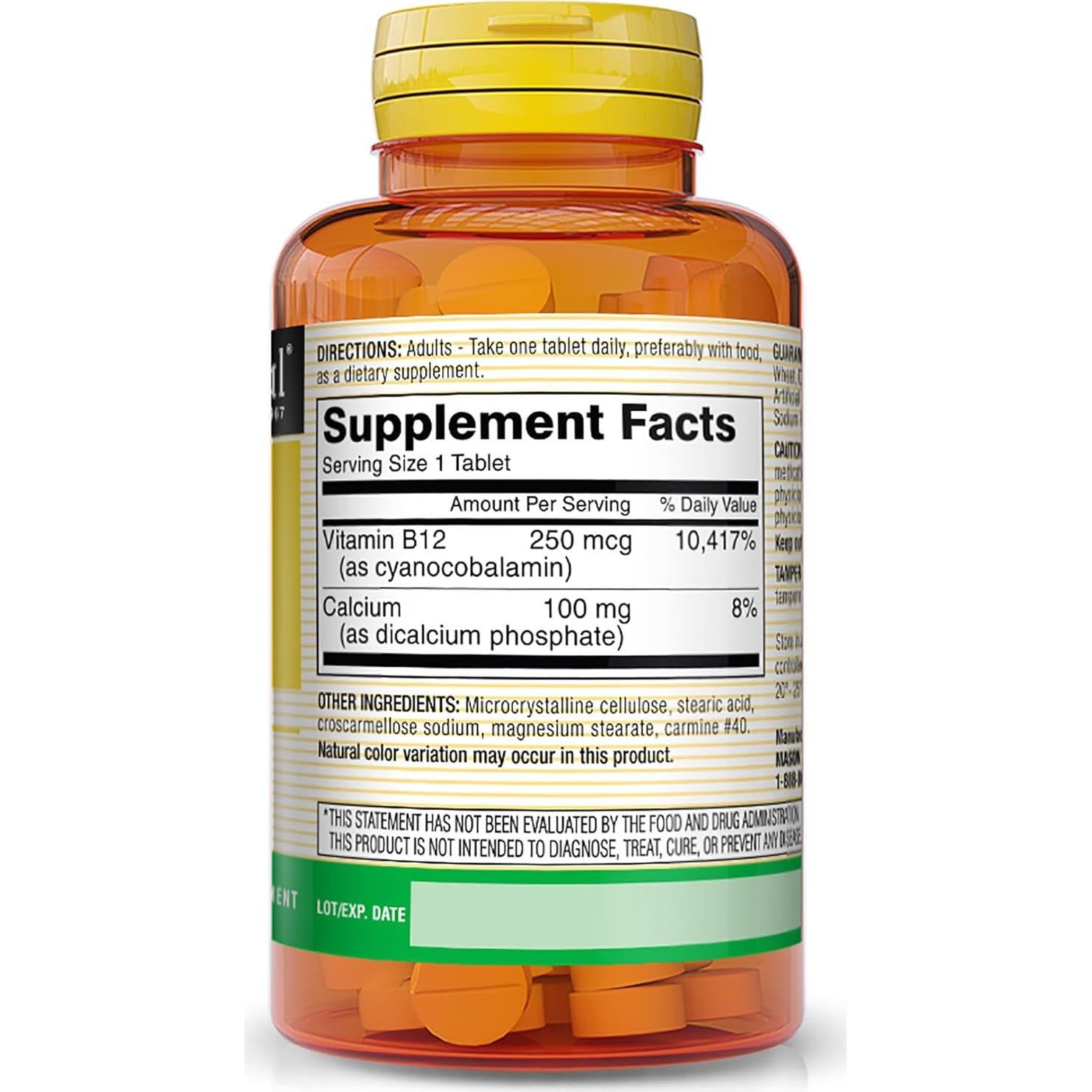 Vitamina B12 250 mcg Mason Natural - 100 Tabletas Energía