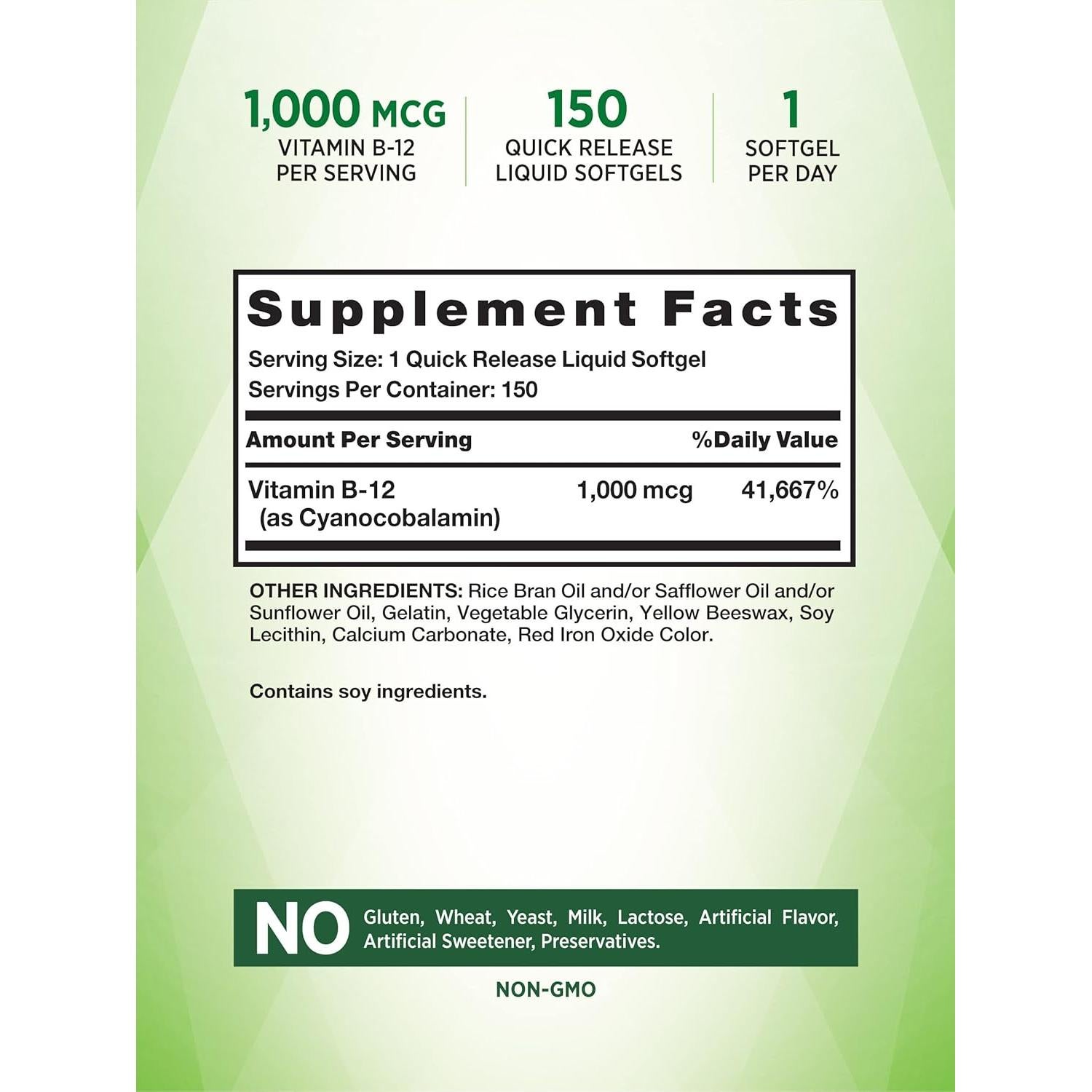Vitamina B12 1000 mcg Verdad de la Naturaleza 150 Gelatinas