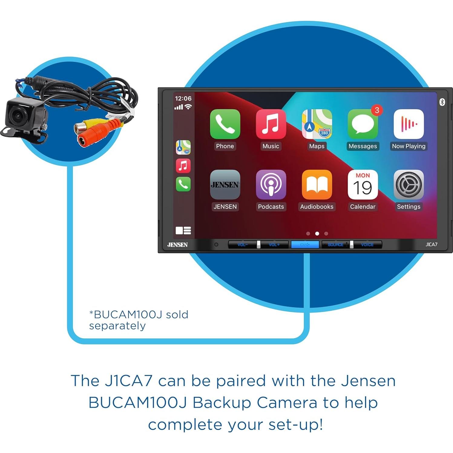 Estéreo de Coche Jensen J1CA7 Doble DIN 7" Bluetooth