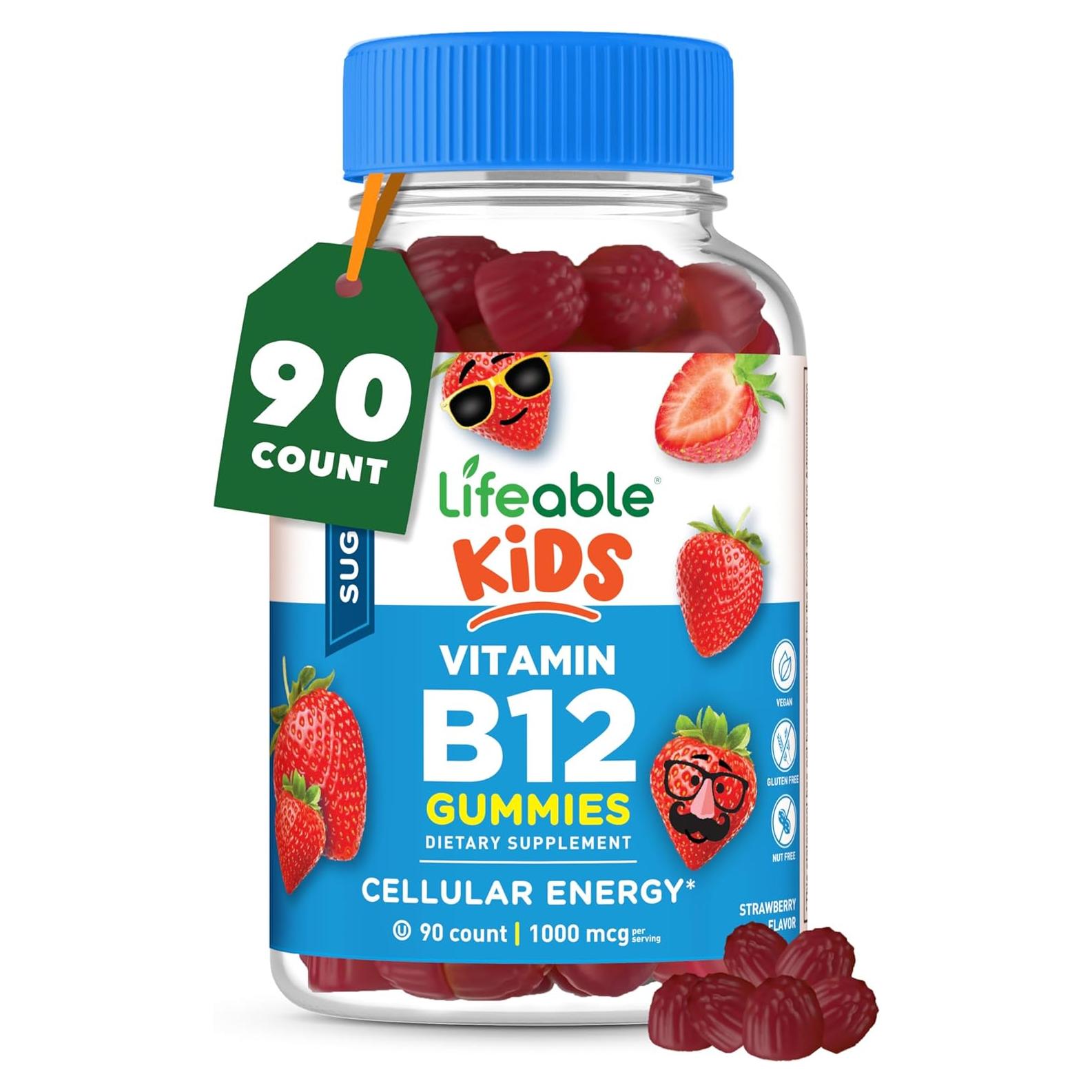 Gomitas de Vitamina B12 Sin Azúcar Lifeable 1000 mcg 90 Unidades