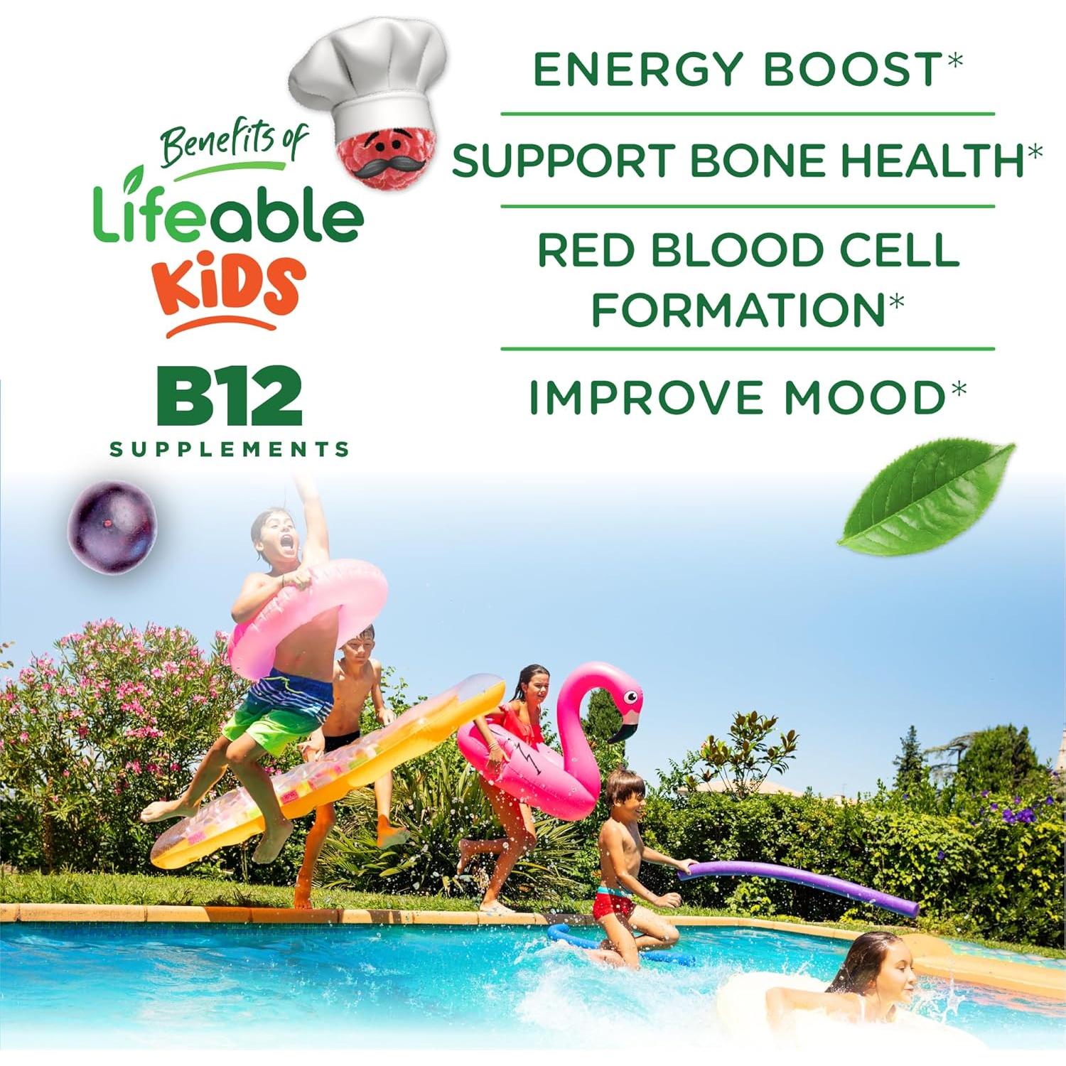 Gomitas de Vitamina B12 Sin Azúcar Lifeable 1000 mcg 90 Unidades