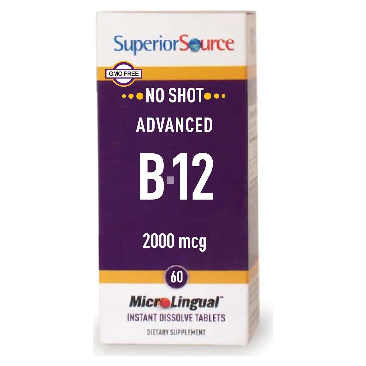Suplemento de Vitamina B12 Superior Source 2000 mcg - 60 Tabletas