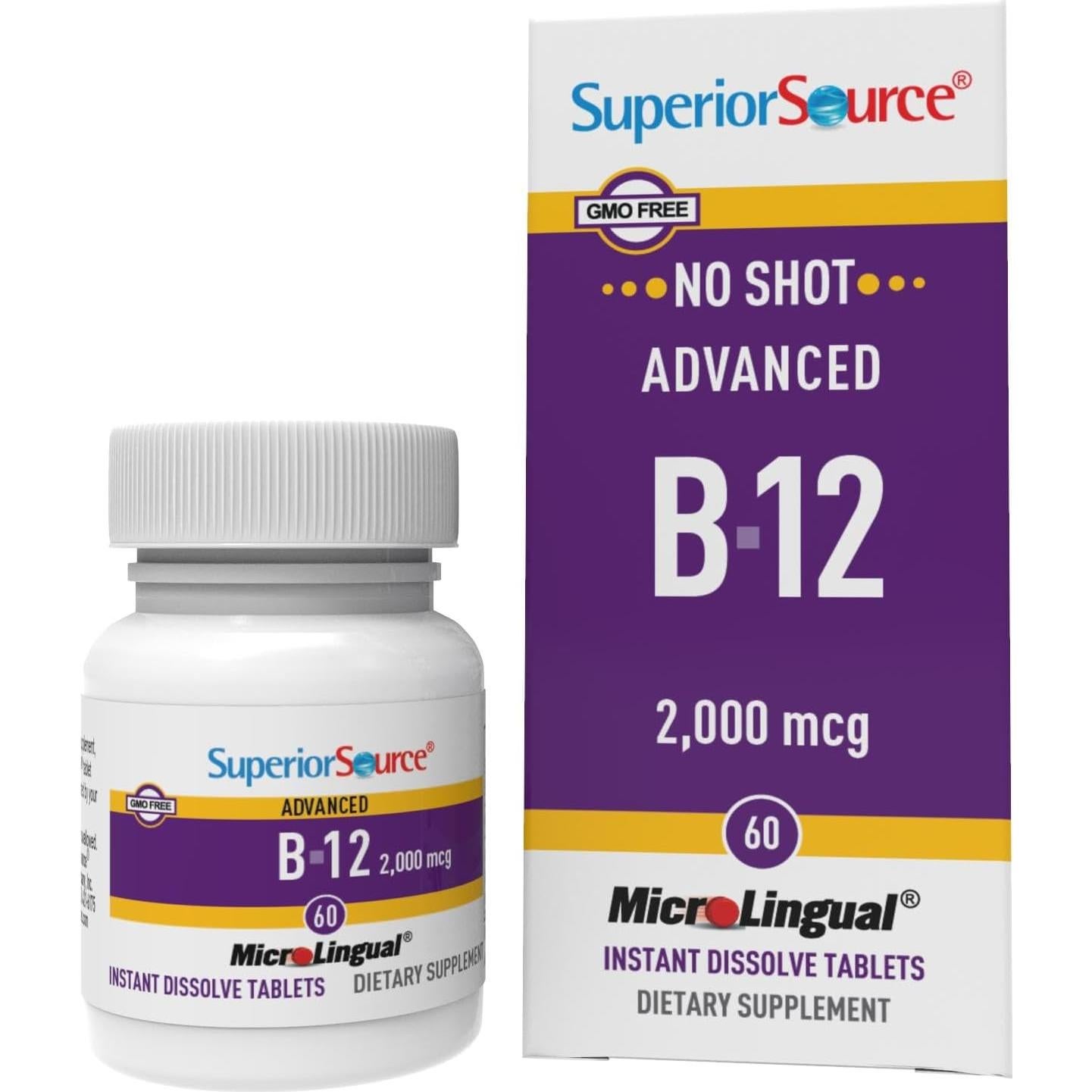 Suplemento de Vitamina B12 Superior Source 2000 mcg - 60 Tabletas