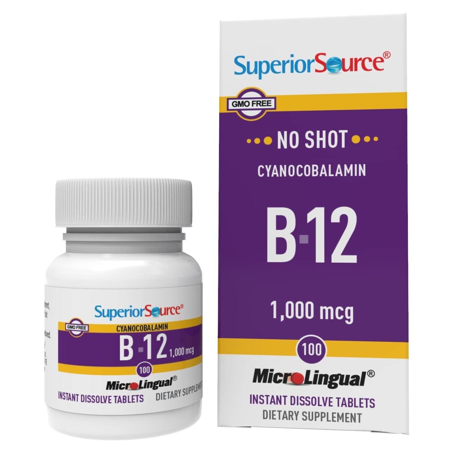 Vitamina B-12 Cianocobalamina Superior Source 1000 mcg 100 Tabletas
