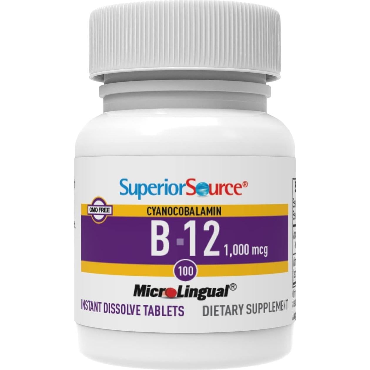 Vitamina B-12 Cianocobalamina Superior Source 1000 mcg 100 Tabletas