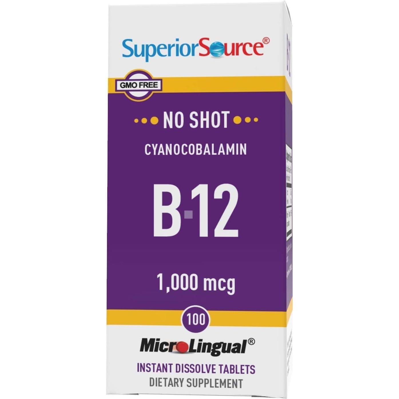 Vitamina B-12 Cianocobalamina Superior Source 1000 mcg 100 Tabletas