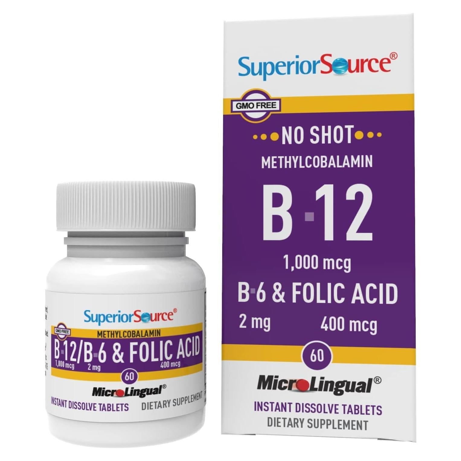 Vitamina B-12 Metilcobalamina 1000 mcg Superior Source 60 Tabletas