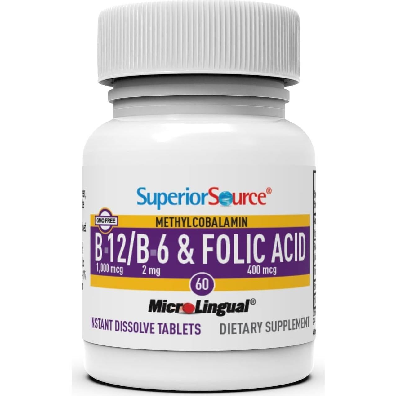 Vitamina B-12 Metilcobalamina 1000 mcg Superior Source 60 Tabletas