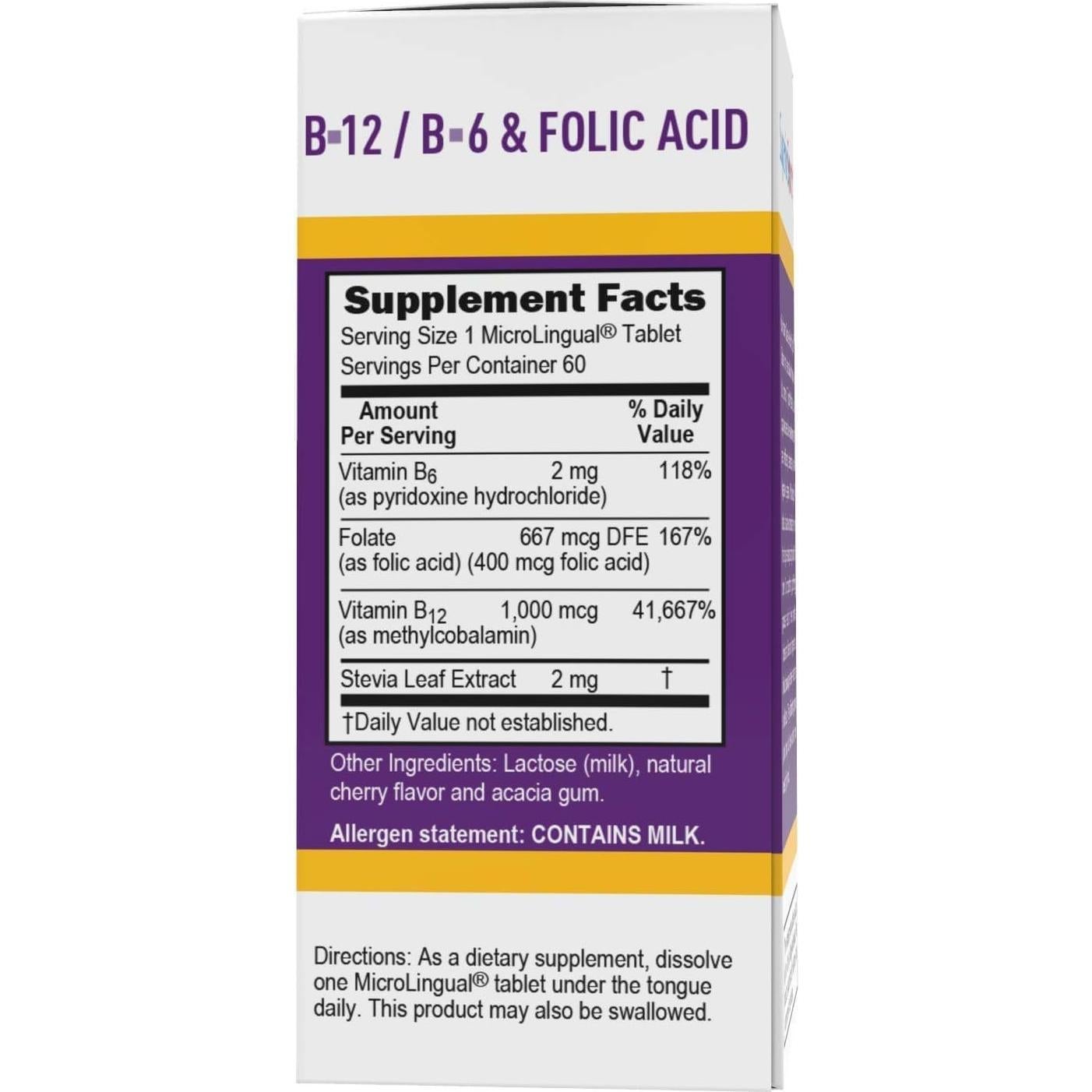 Vitamina B-12 Metilcobalamina 1000 mcg Superior Source 60 Tabletas