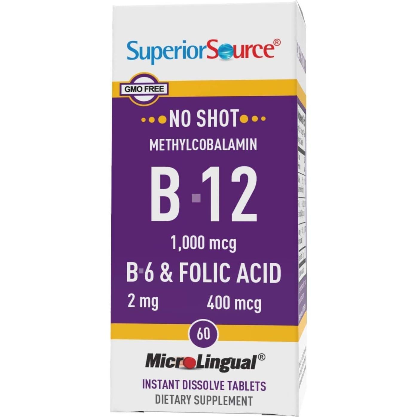 Vitamina B-12 Metilcobalamina 1000 mcg Superior Source 60 Tabletas