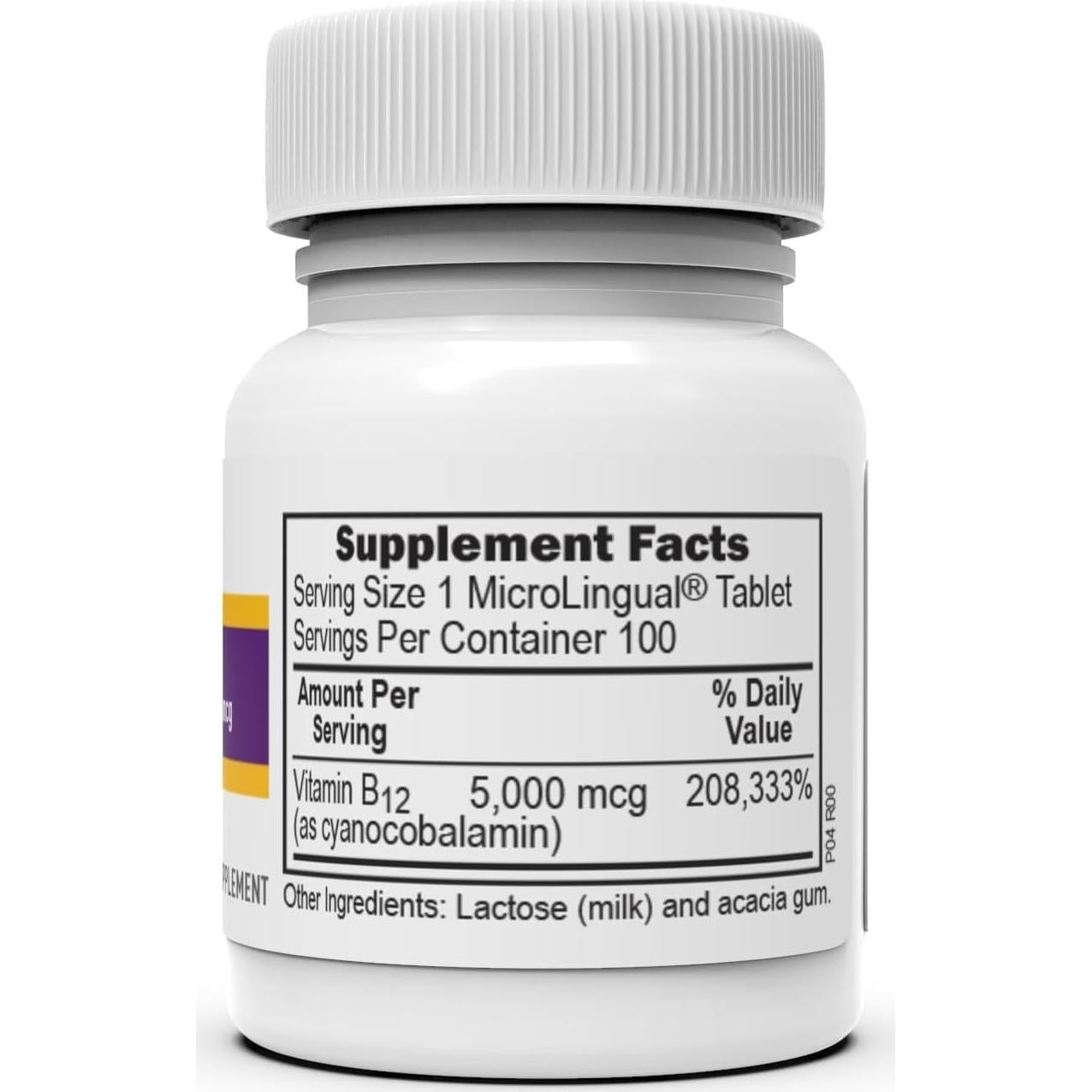 Tabletas Sublinguales Vitamina B12 Metilcobalamina 1000 mcg + Ácido Fólico 60 Unidades - Superior Source