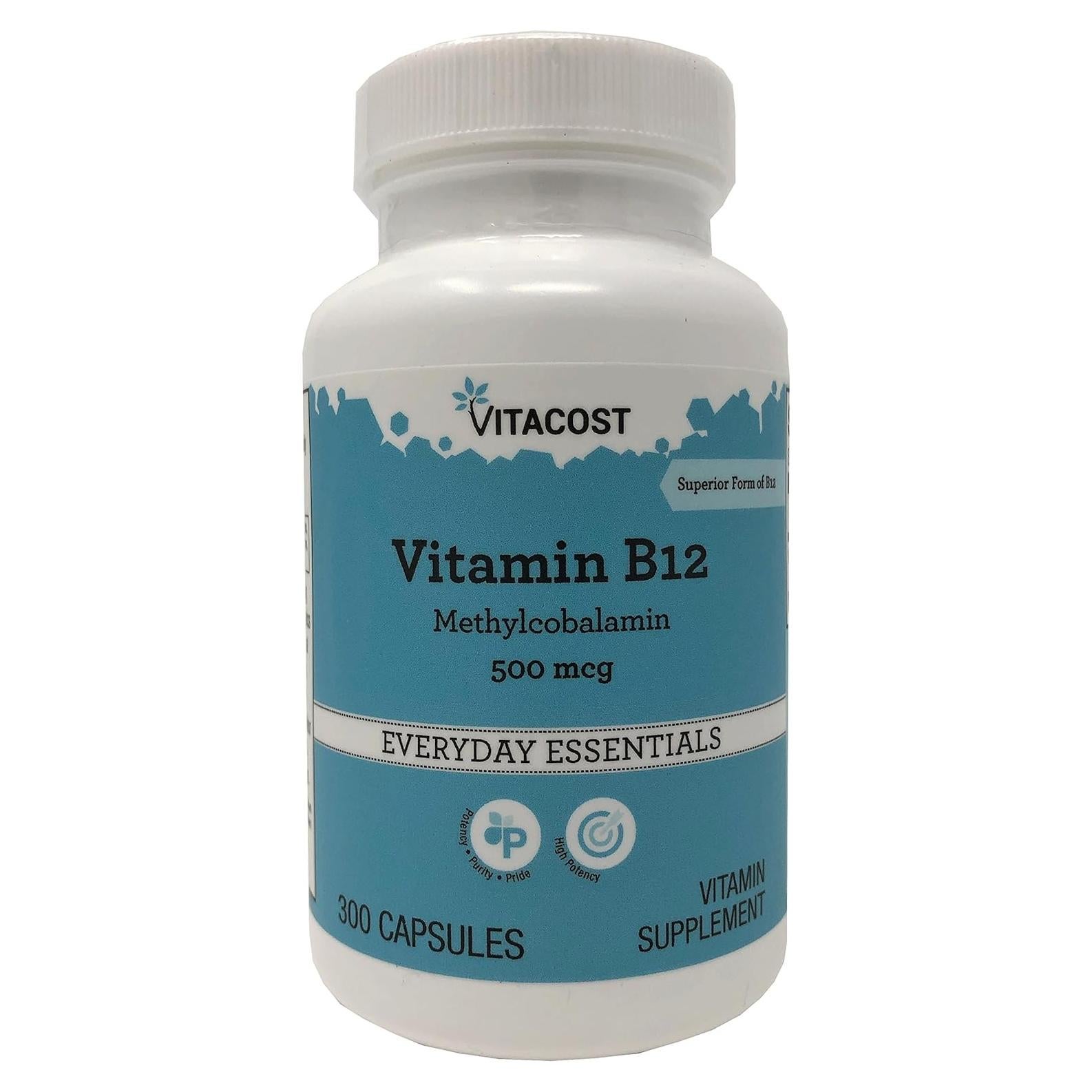 Vitacost Vitamina B-12 Metilcobalamina 500 mcg 300 Cápsulas