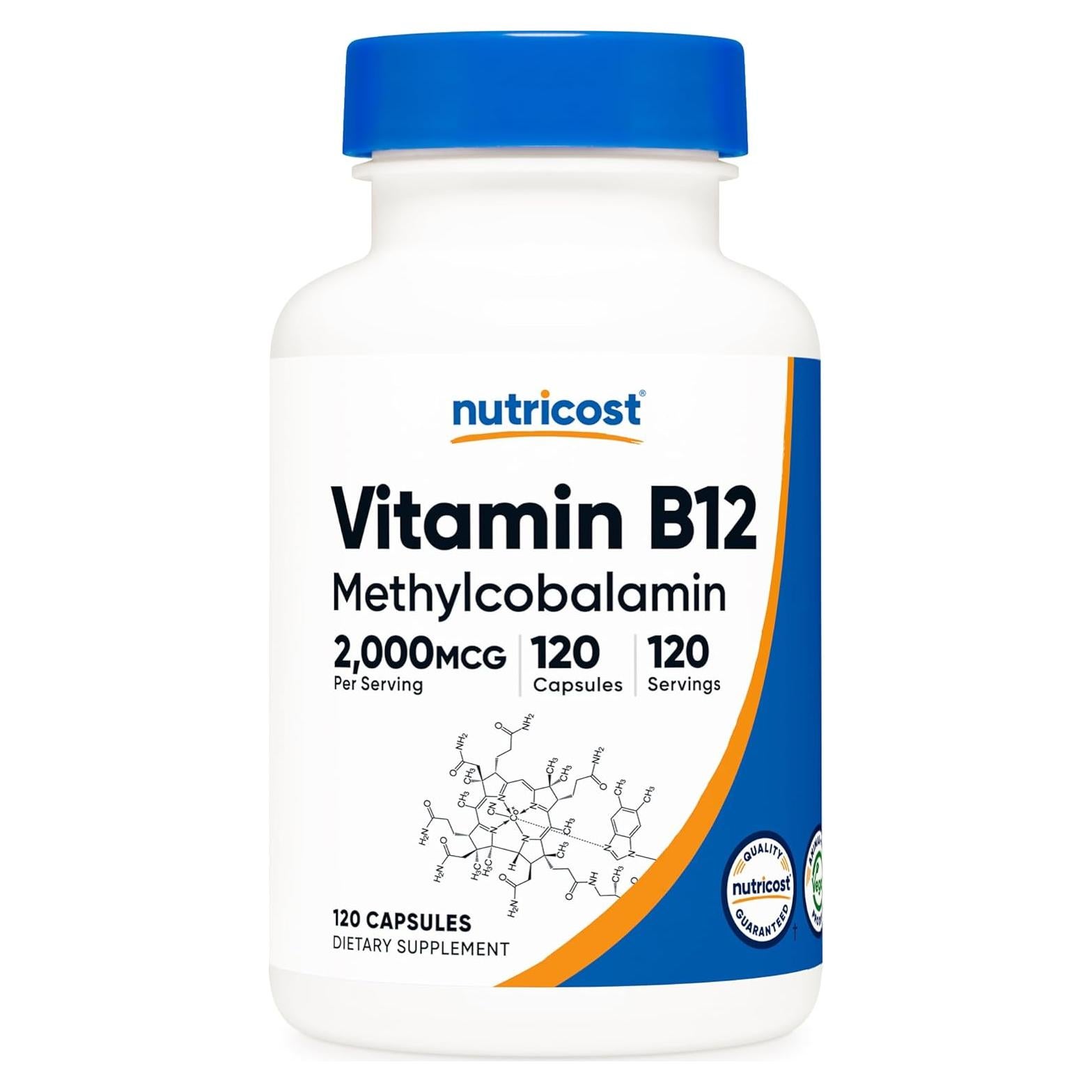 Nutricost Vitamina B12 2000mcg Metilcobalamina 120 Cápsulas Vegetarianas