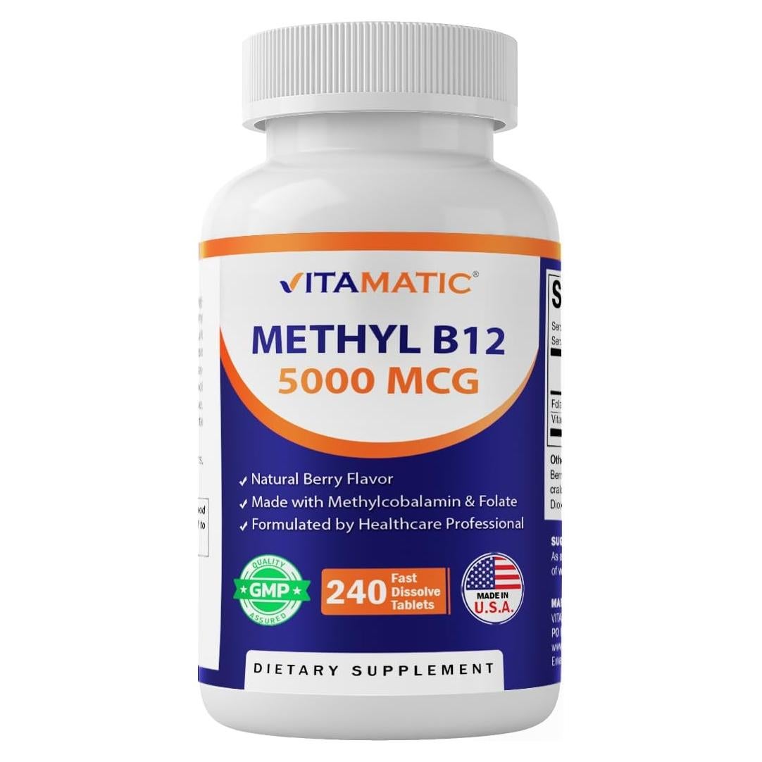 Vitamatic Metil B12 5000 mcg + Ácido Fólico 240 Tabletas