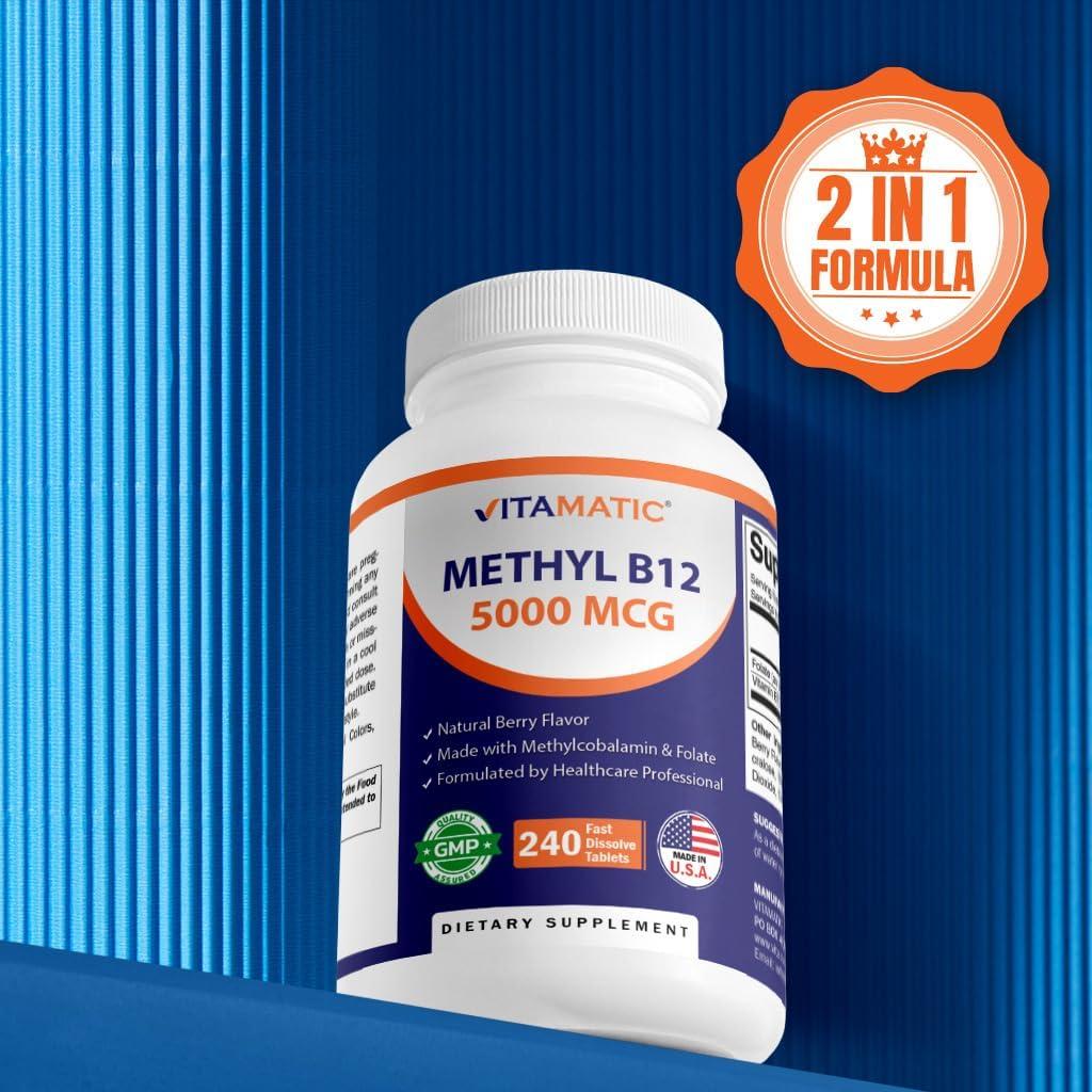 Vitamatic Metil B12 5000 mcg + Ácido Fólico 240 Tabletas