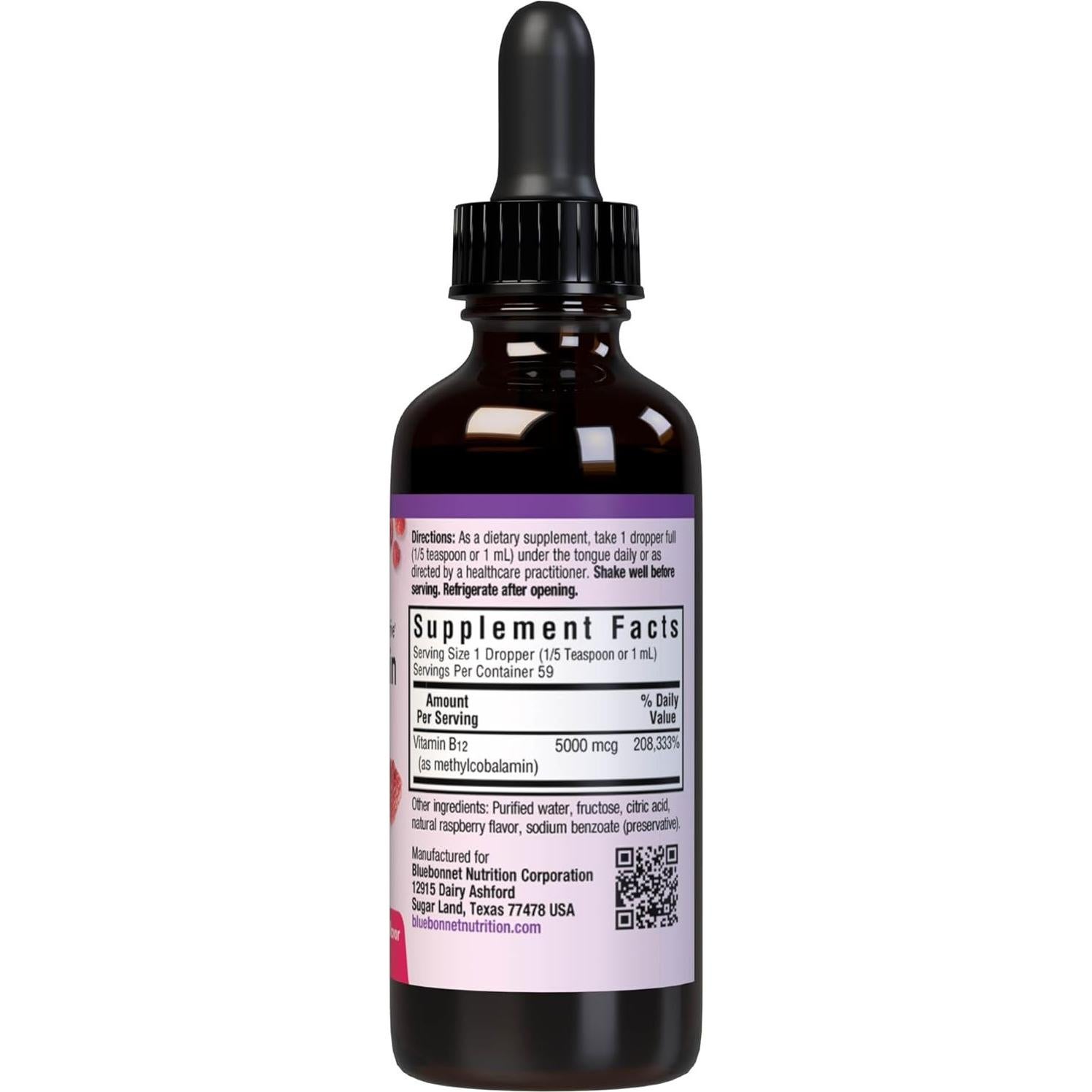 Gotas Líquidas de Vitamina B12 Metilcobalamina 5000 mcg - Bluebonnet