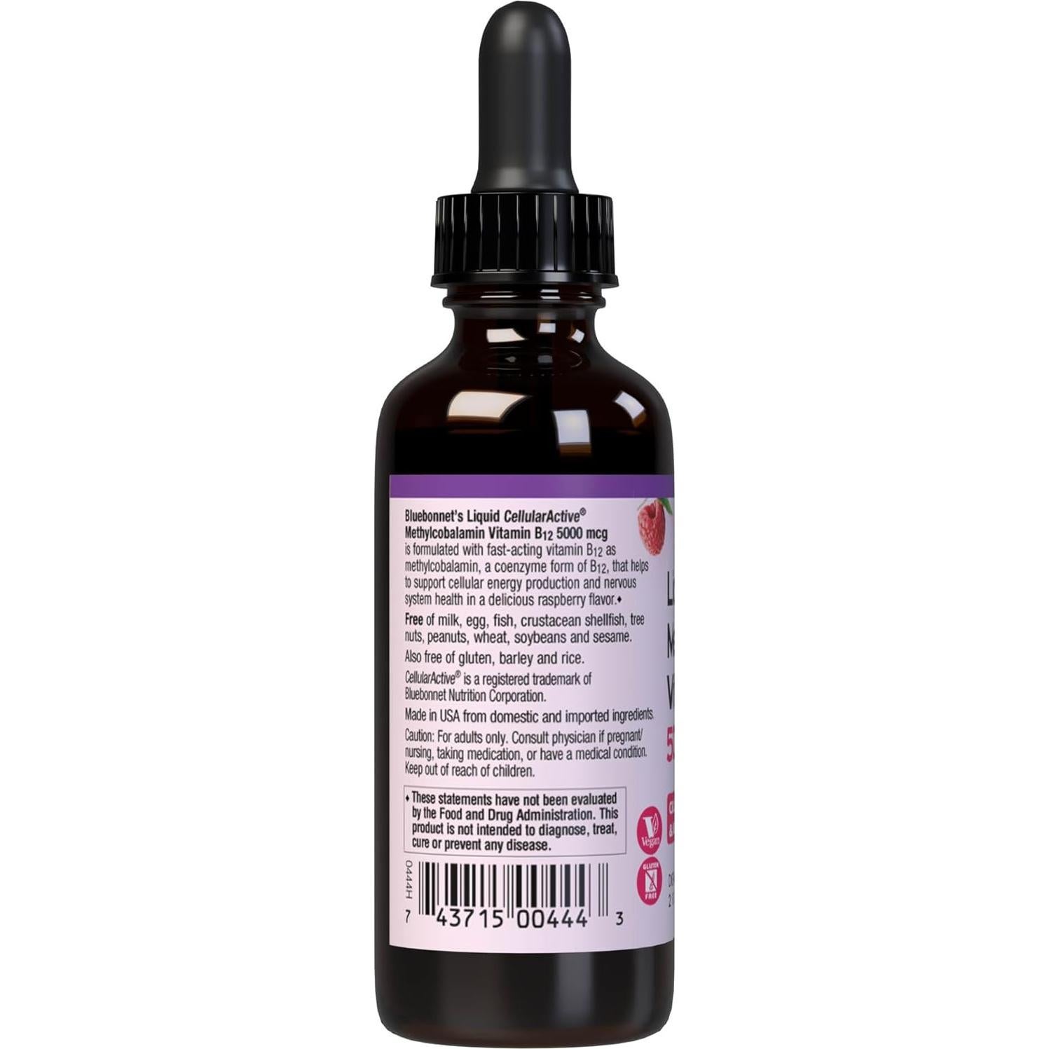 Gotas Líquidas de Vitamina B12 Metilcobalamina 5000 mcg - Bluebonnet