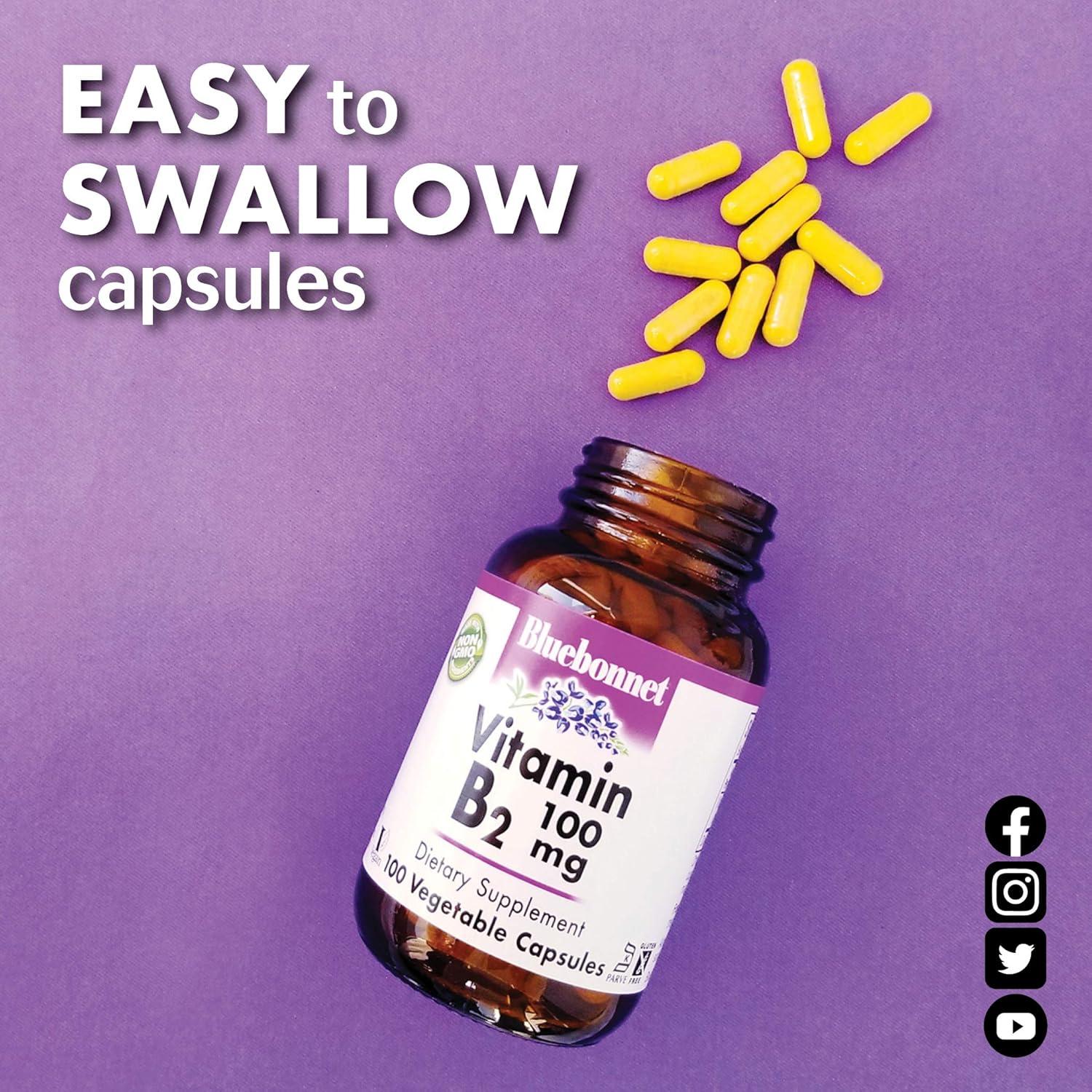 Vitaminas B2 Bluebonnet 100 mg - 100 Cápsulas Veganas