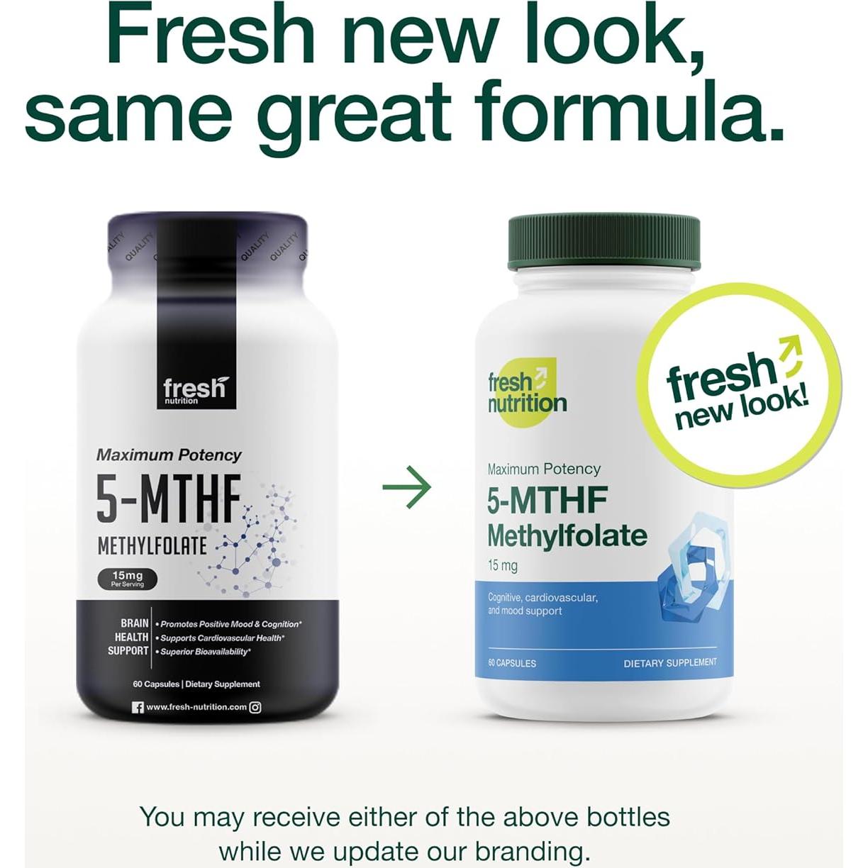 L-Metilfolato 15mg Fresh Nutrition - 60 Cápsulas Veganas