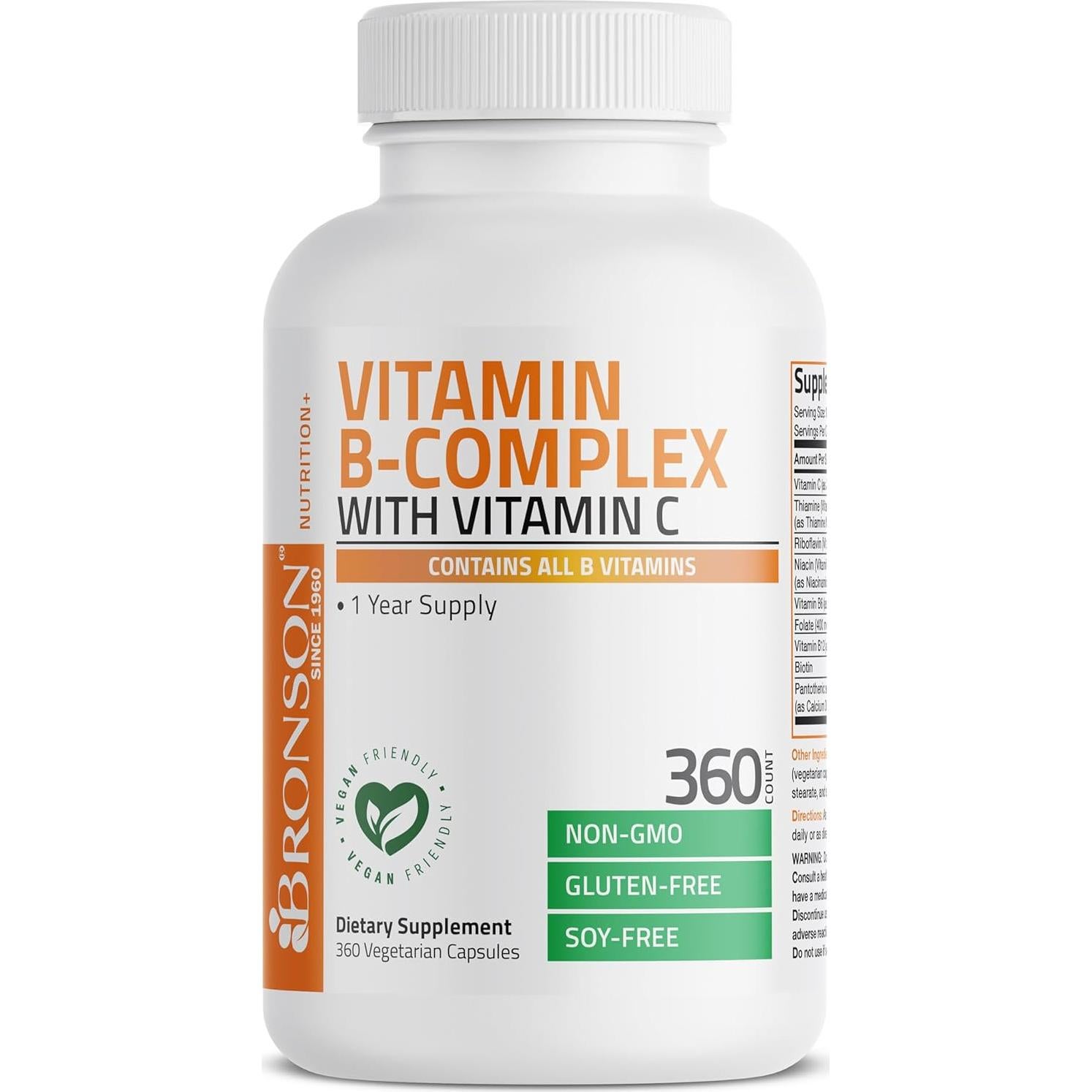 Complejo de Vitaminas B y C Bronson - 360 Cápsulas Vegetarianas