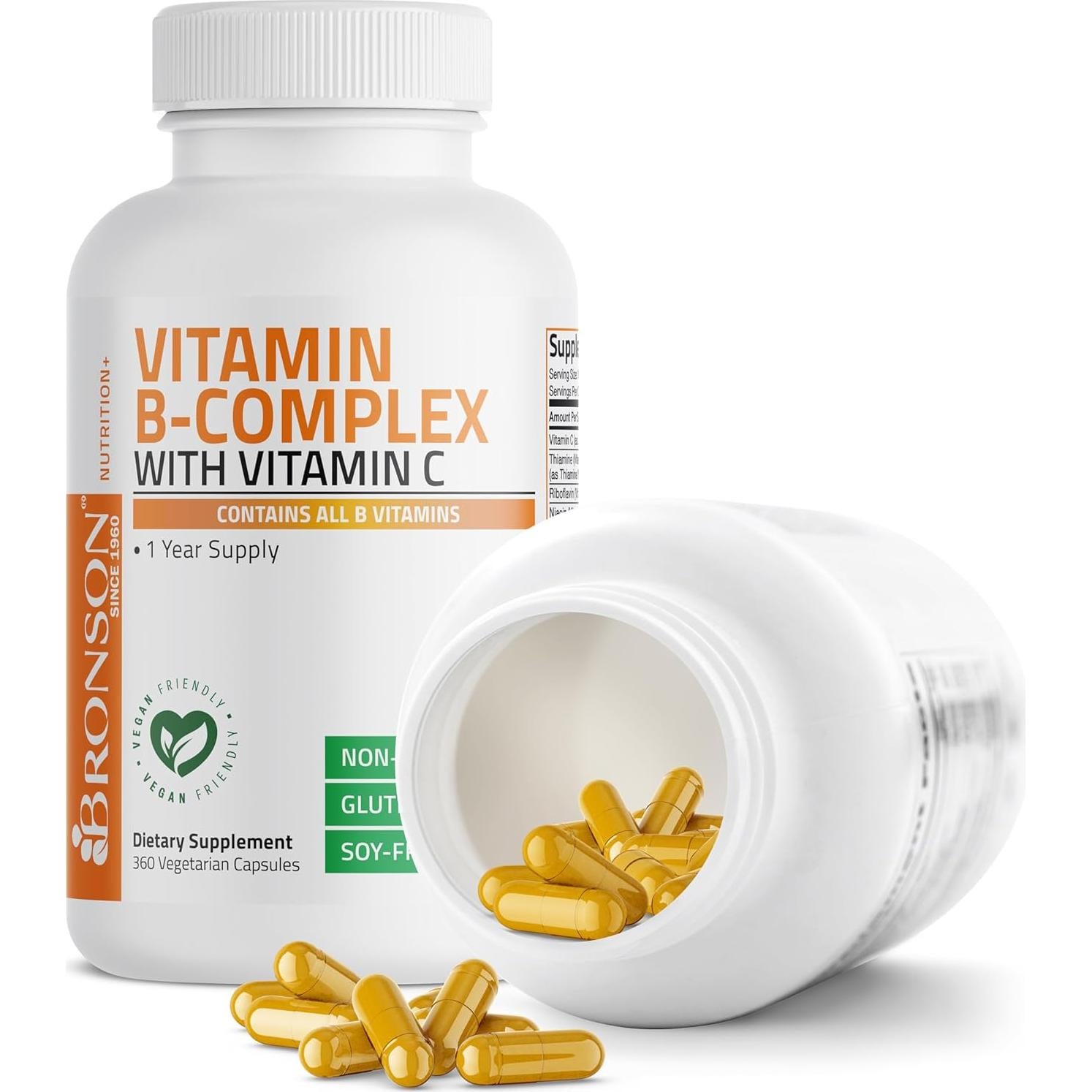 Complejo de Vitaminas B y C Bronson - 360 Cápsulas Vegetarianas