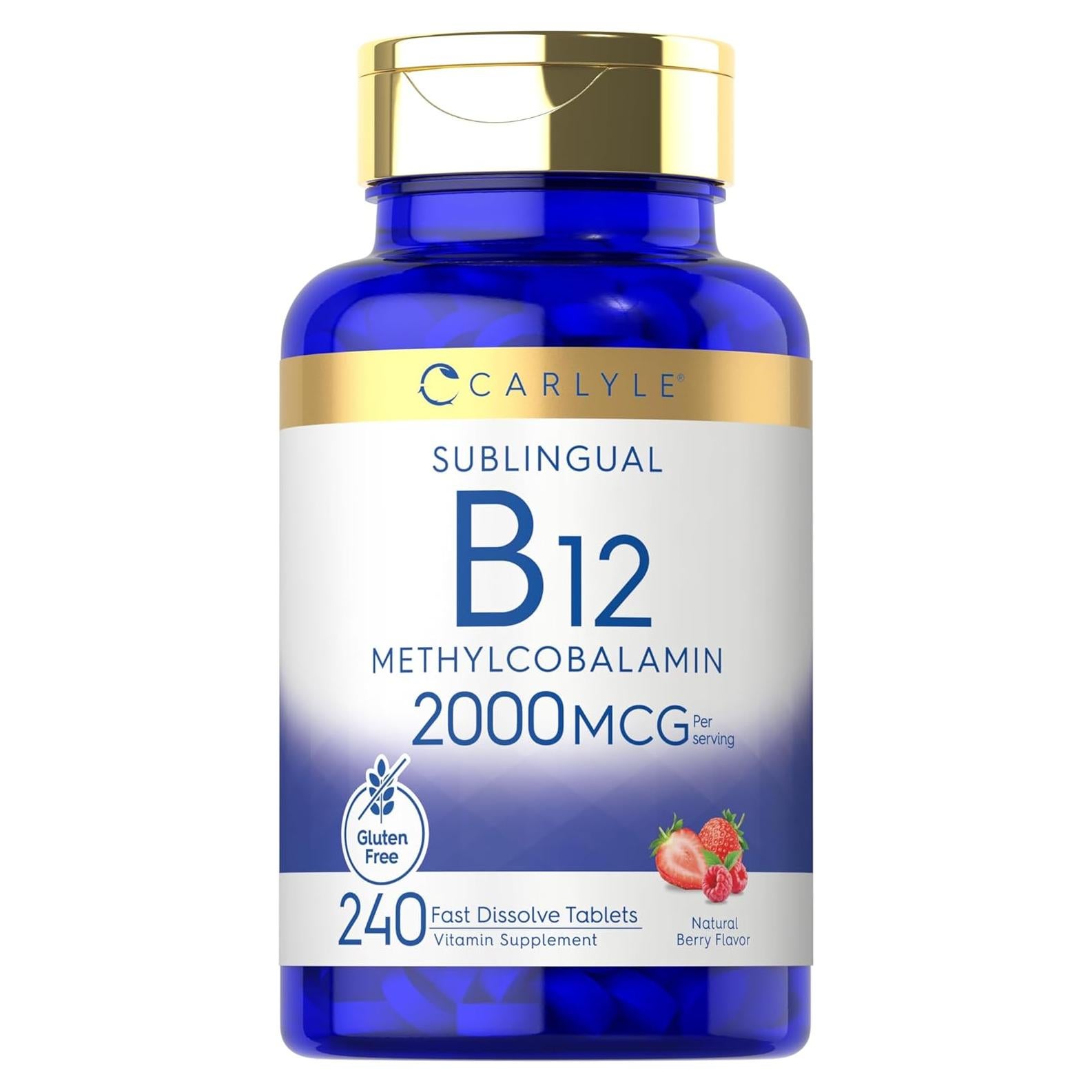 Carlyle Vitamina B12 Sublingual 2000 mcg 240 Tabletas Sabor Baya