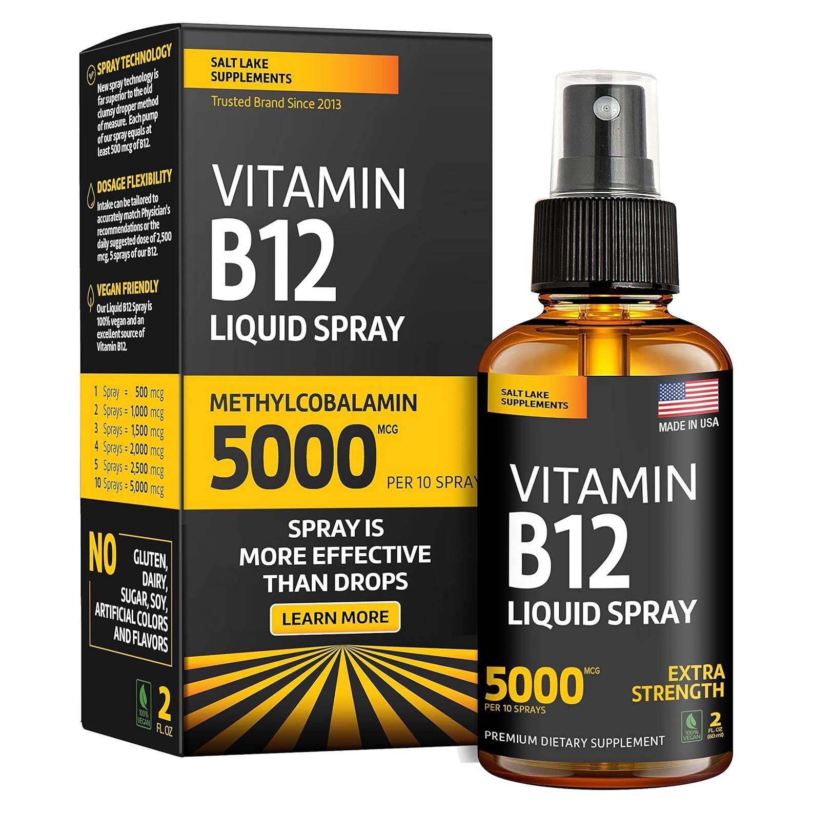 Spray de Vitamina B12 Sublingual Vegana 500 mcg - SALT LAKE SUPPLEMENTS