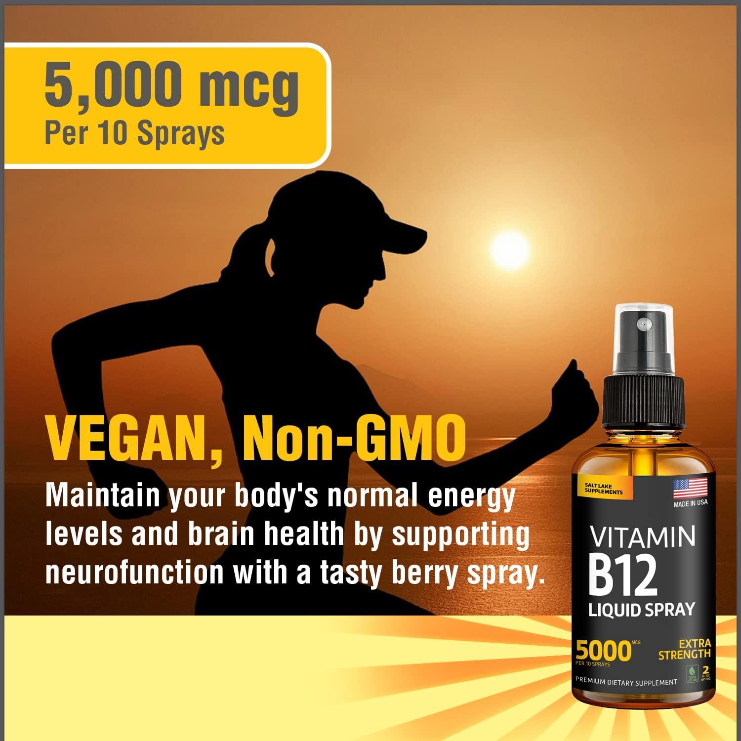 Spray de Vitamina B12 Sublingual Vegana 500 mcg - SALT LAKE SUPPLEMENTS